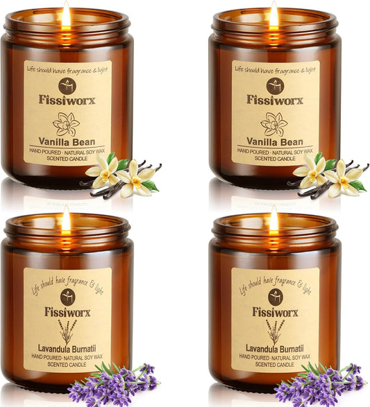 Scented Candle Set 4 Pack, Candle for Home Scented, Odor Eliminating, Stress Relief, 30oz, 220 Hours Long Lasting Soy Wax Gift Set for Women