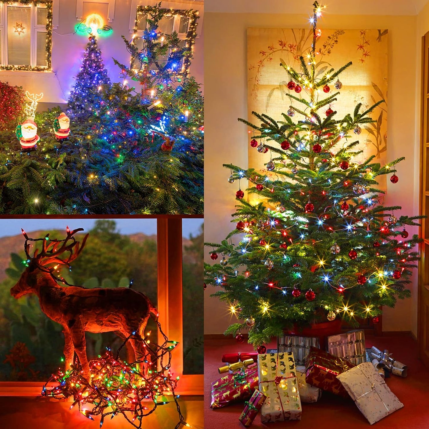 2Pack 50 LED Battery Operated Christmas Lights 17.7 FT, Multicolor Waterproof Mini String Lights with 8 Lighting Modes,Timer, Remote Control, for Tree, Christmas Decoration, Outdoor, Indoor