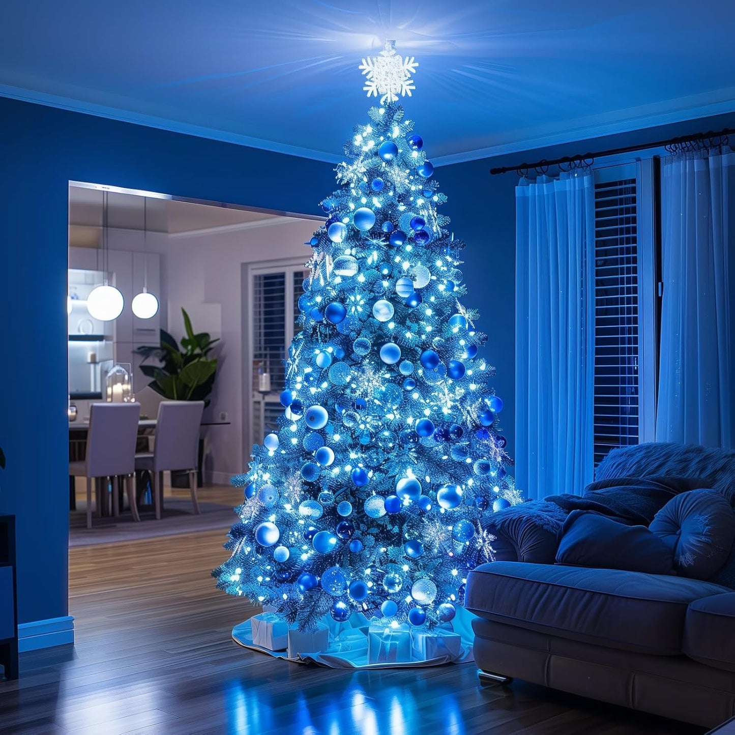 Battery Operated Christmas Lights 2 Pack 18 Feet 50 LED Clear Mini String Lights with 8 Modes Waterproof Tree Lights for Xmas Outdoor Indoor Holiday Party Garden Decor, Blue & White