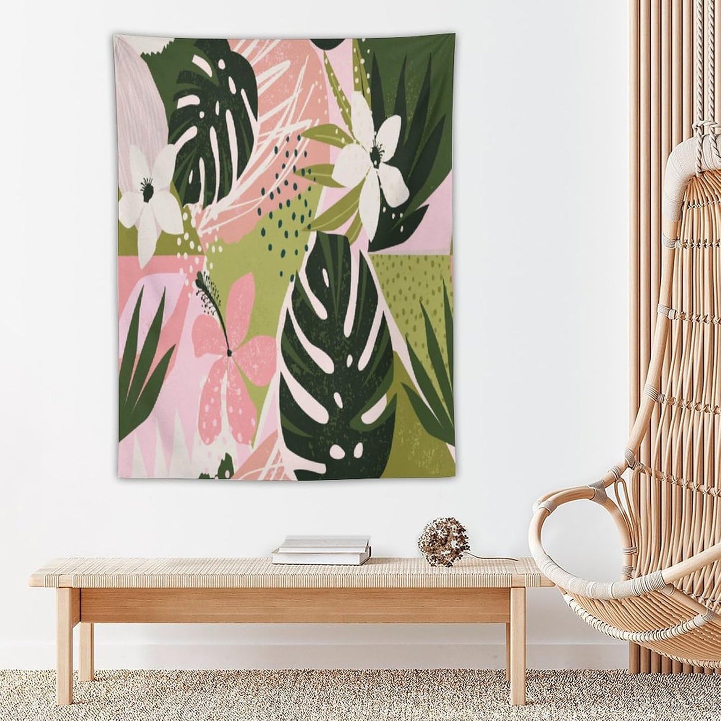 ICMOLYYENLO Tropical Green Plant Tapestry, Green Palm Leaves Natural Landscape Print Wall Tapestry for Bedroom Living Room Dormitory 30x40 Inch