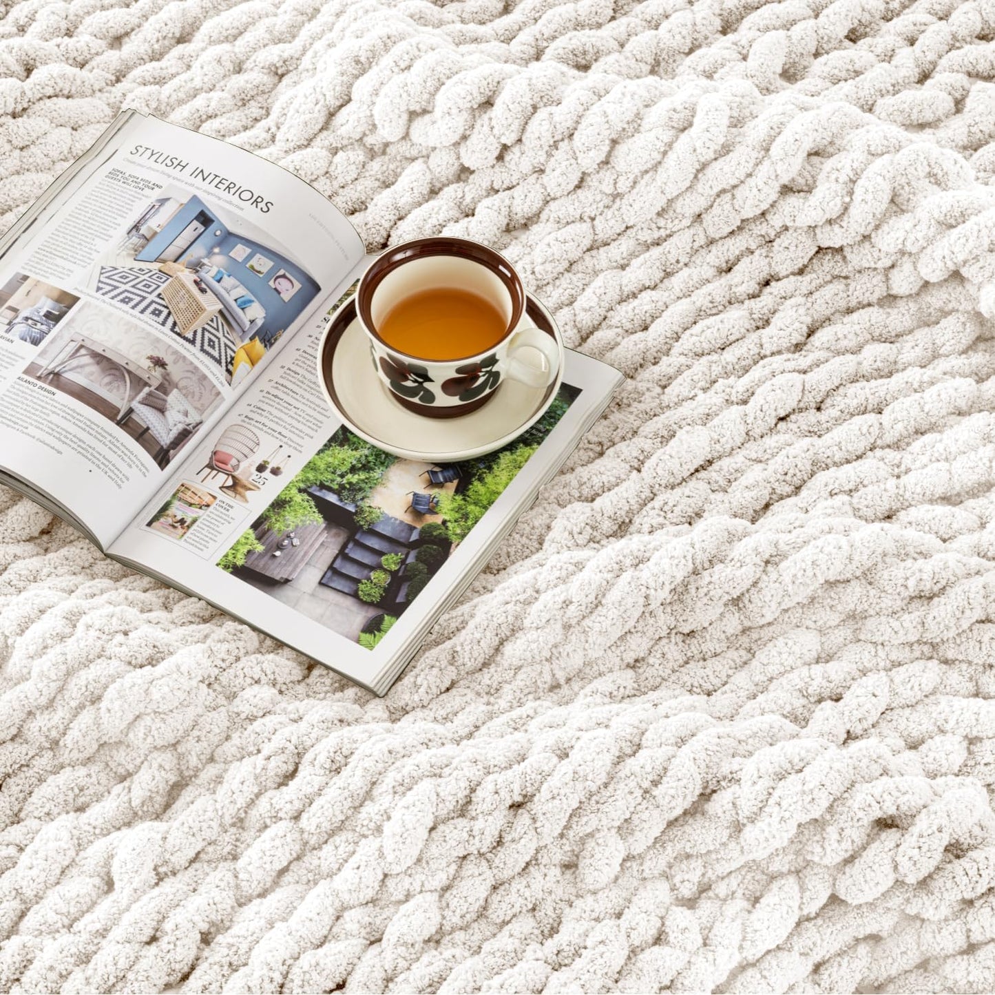 Ultra Soft Chunky Knit Blanket Throw -50x70 Hand Knitted Warm Chenille Throw Blanket, Home Decor Soft Thick Yarn Cable Knit Blanket Breathable Fleece Banket Christmas for Couch Bed Sofa Best GIF