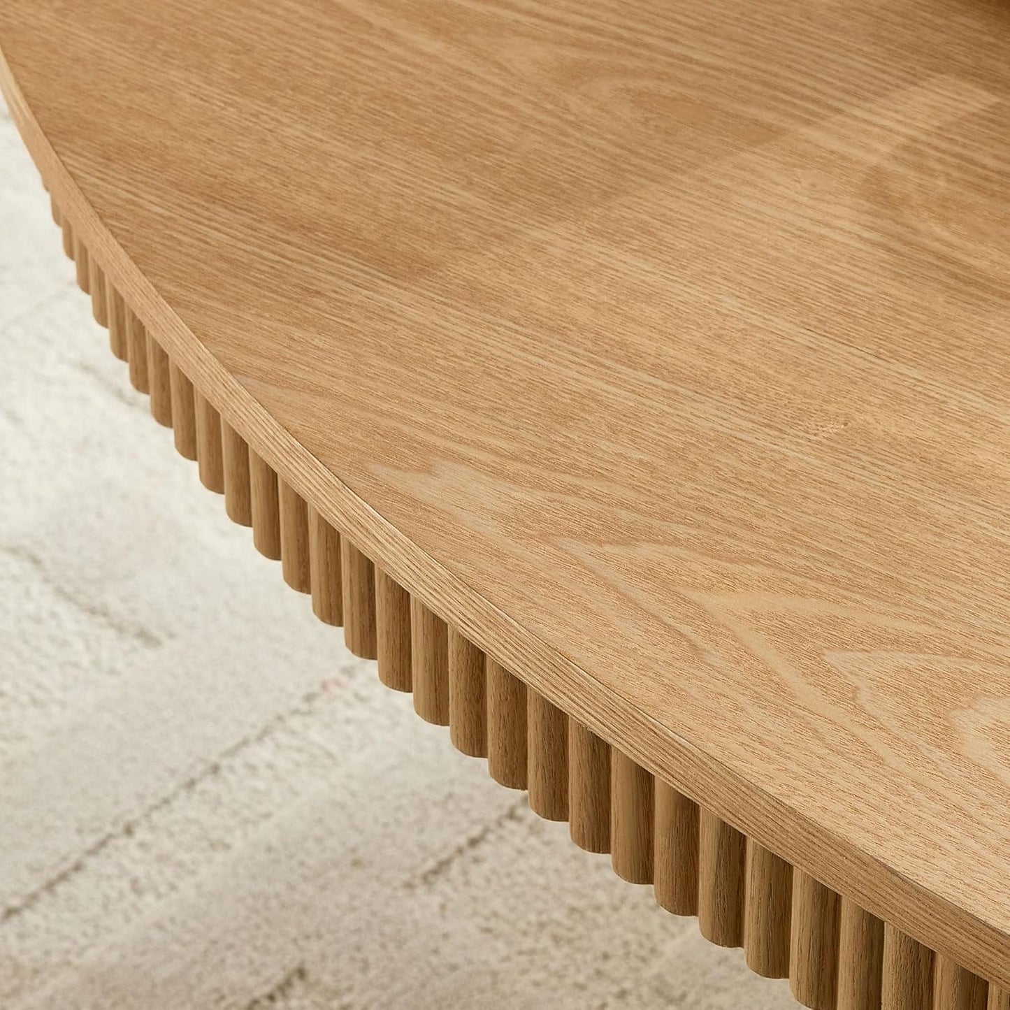 Modern Oval Coffee Table with Wood Pedestal,47.24" Farmhouse Center Table for Living Room, Ellipse Coffee Tables Tea Table for Bedroom, Apartment-Natural