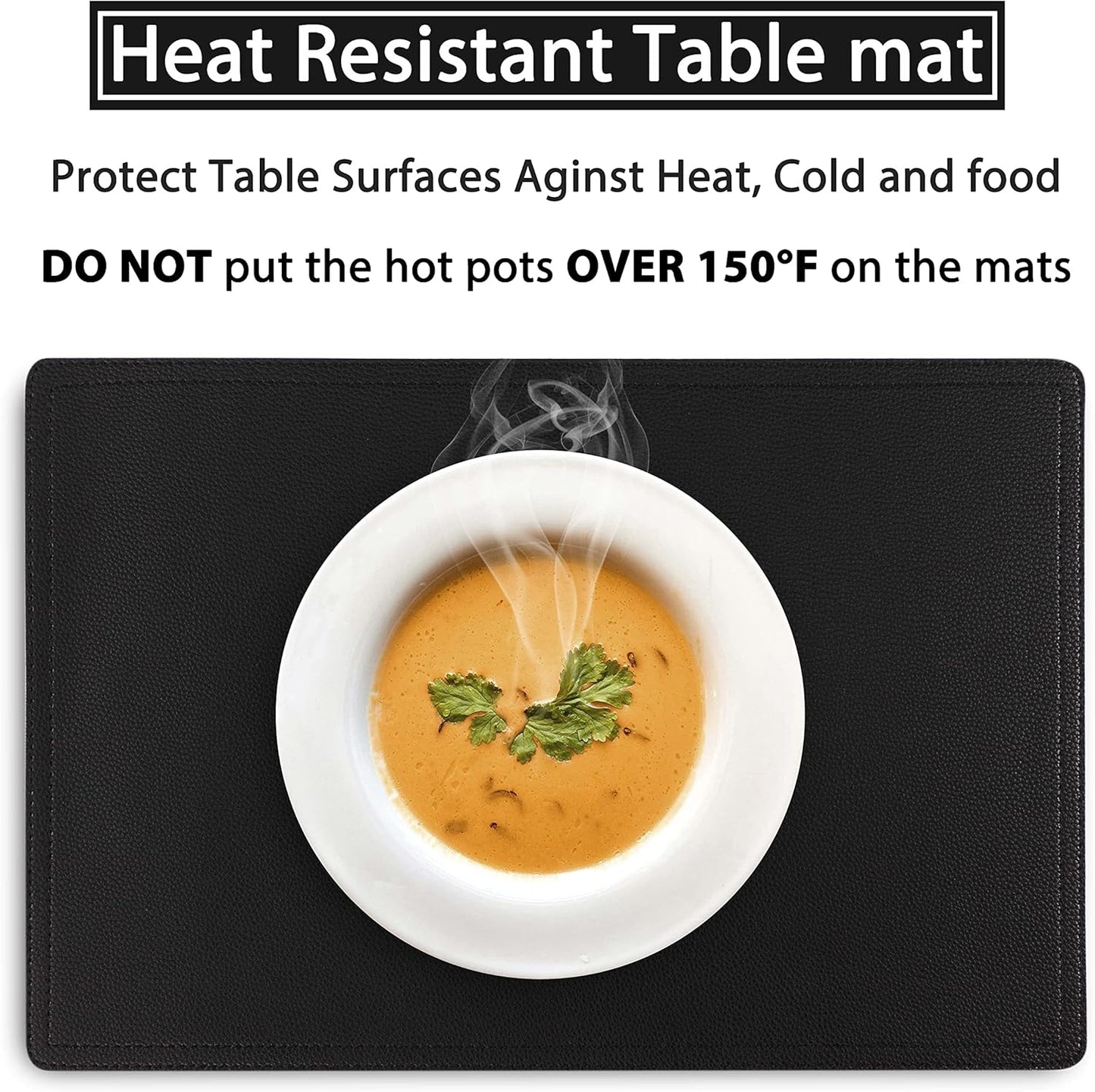 Set of 6 Faux Leather Placemats, PU Table Mats, Waterproof, Stain Resistant, Heat Resistant, Non-Slip Easy to Clean for Kitchen Dining Table,Conference Table