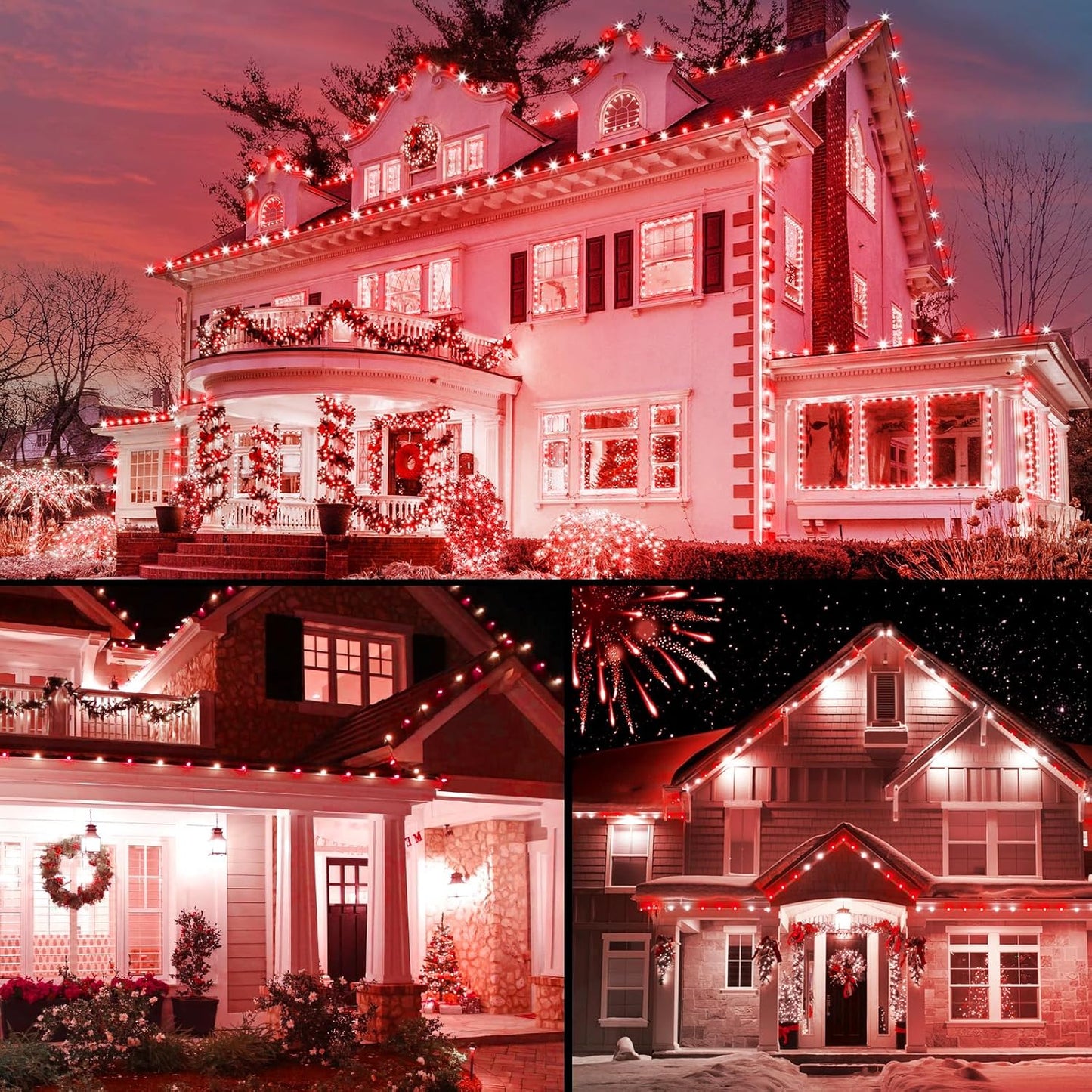 Brightown Red and White C9 LED Christmas String Lights, 33ft 50 LED Waterproof Strawberry String Lights, Plug-in Extendable Green Wire Lights String for Outdoor Indoor Patio Party Decoration