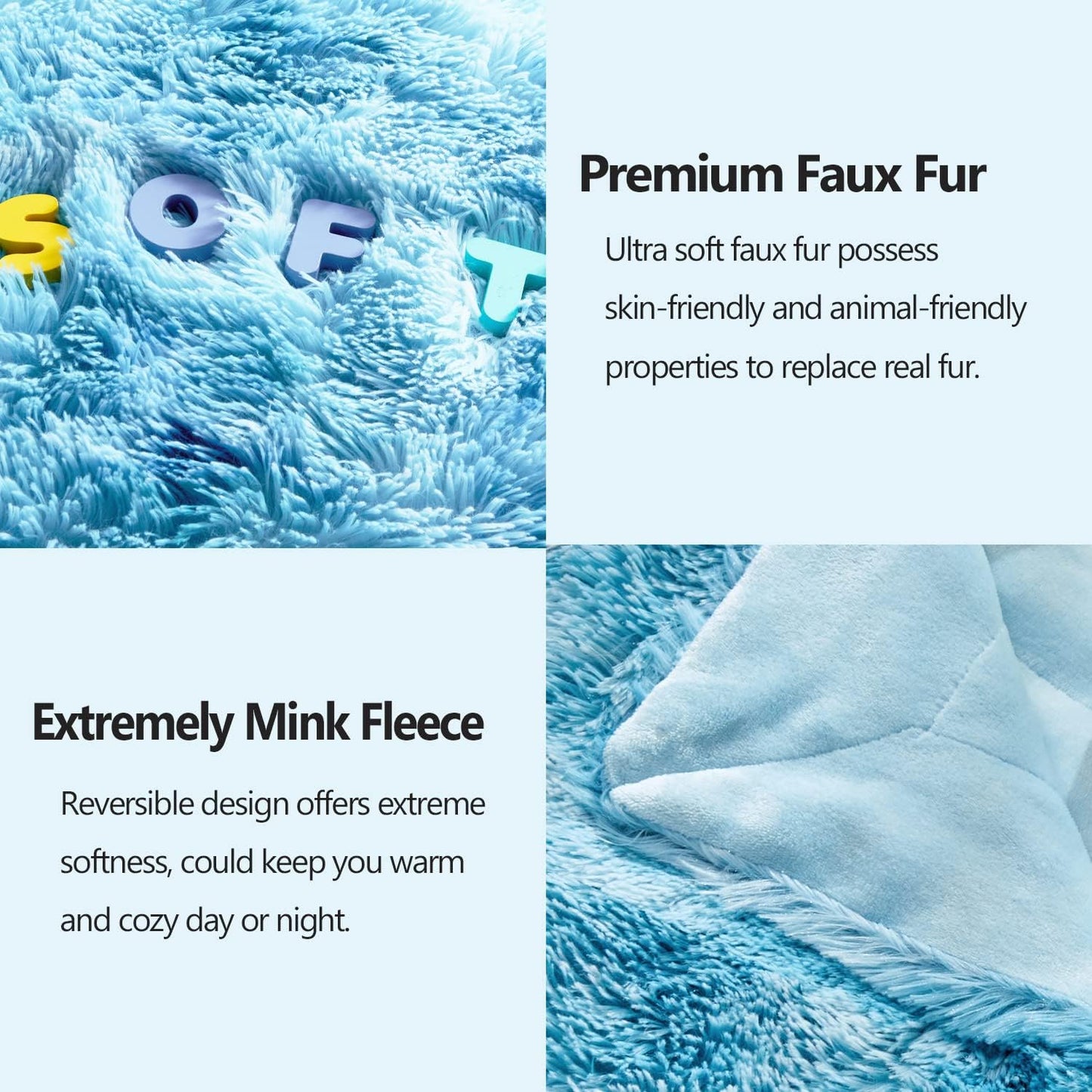 GONAAP Fuzzy Faux Fur Throw Blanket Tie-dye Ocean Blue Super Soft Cozy Plush Fuzzy Shaggy Blanket for Couch Sofa Bed (Tie-dye Ocean Blue, Throw(50"x60"))