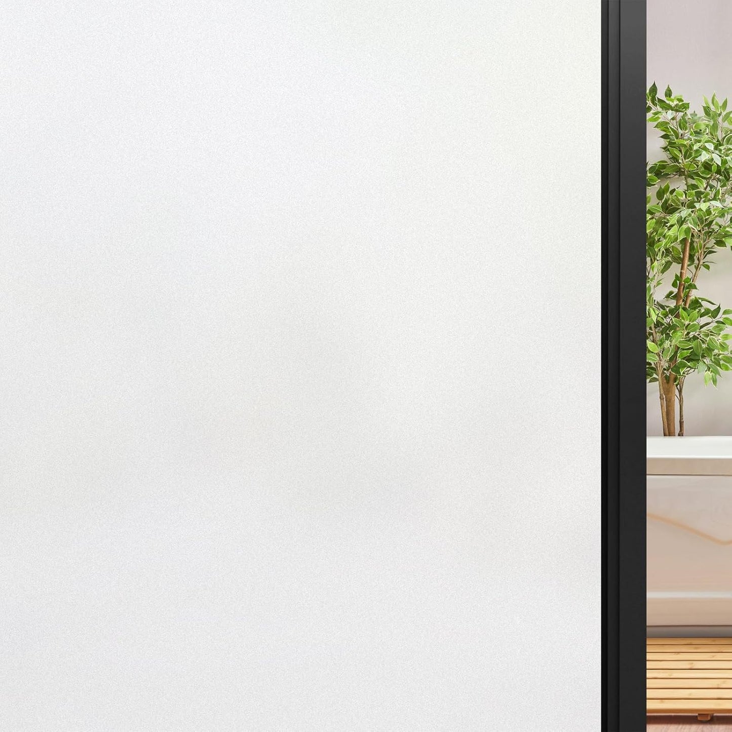 DOWELL Window Privacy Film, Frosted Glass Window Film, Static Cling Non-Adhesive Glass Clings, Sun Blocking Opaque Door Coverings, Reusable Door Sticker for Bathroom Home Office, White, 35.4" x 157.5"
