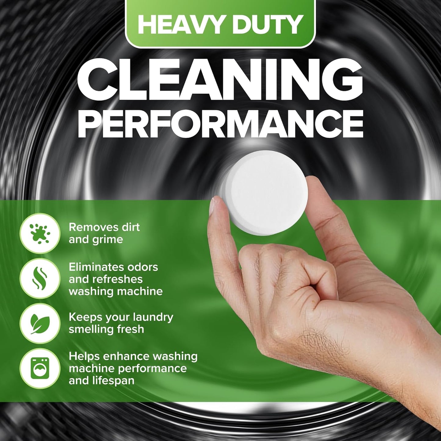 Heavy Duty Washing Machine Cleaner and Descaler - Deep Cleaning Tablets For Front Load or Top Load Washer (12 XL Tablets - One Year Supply)