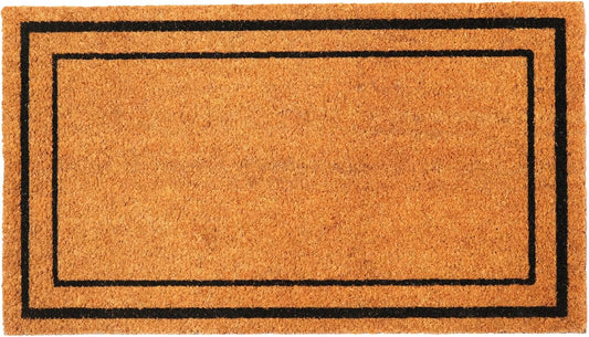 Welcome Doormats, Natural Coco Coir Mats with Non-Slip PVC Backing, Indoor Outdoor Mats for Home & Office, Floor Mats for Door Decor, Plain Entry Mat with Border, Beige & Black, 30"x17"