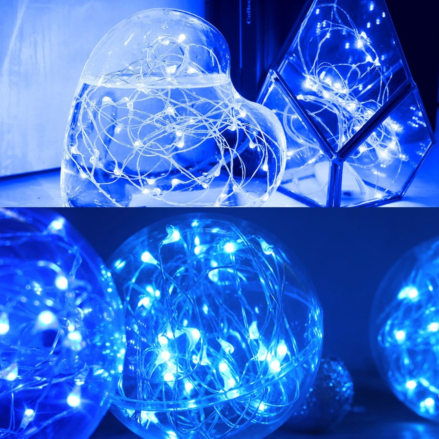 OakHaomie 6 Pack 10ft(3m) LED Starry String Lights 30 Micro LEDs on Silvery Copper Wire,2pcs CR2032 Batteries Required and Included,for DIY Wedding Christmas Centerpiece Table Decorations (Blue)