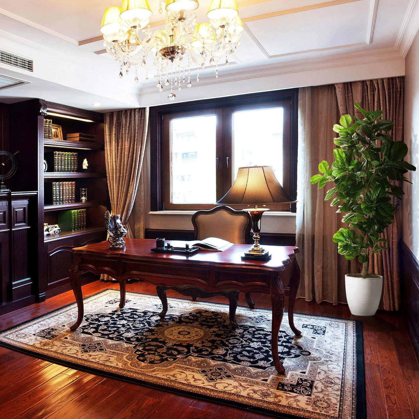 6ft Artificial Fiddle Leaf Fig Tree (72in) with Plastic Nursery Pot Faux Tree, Ficus Lyrata Fake Plant for Office House Farmhouse Living Room Home Decor (Indoor/Outdoor)