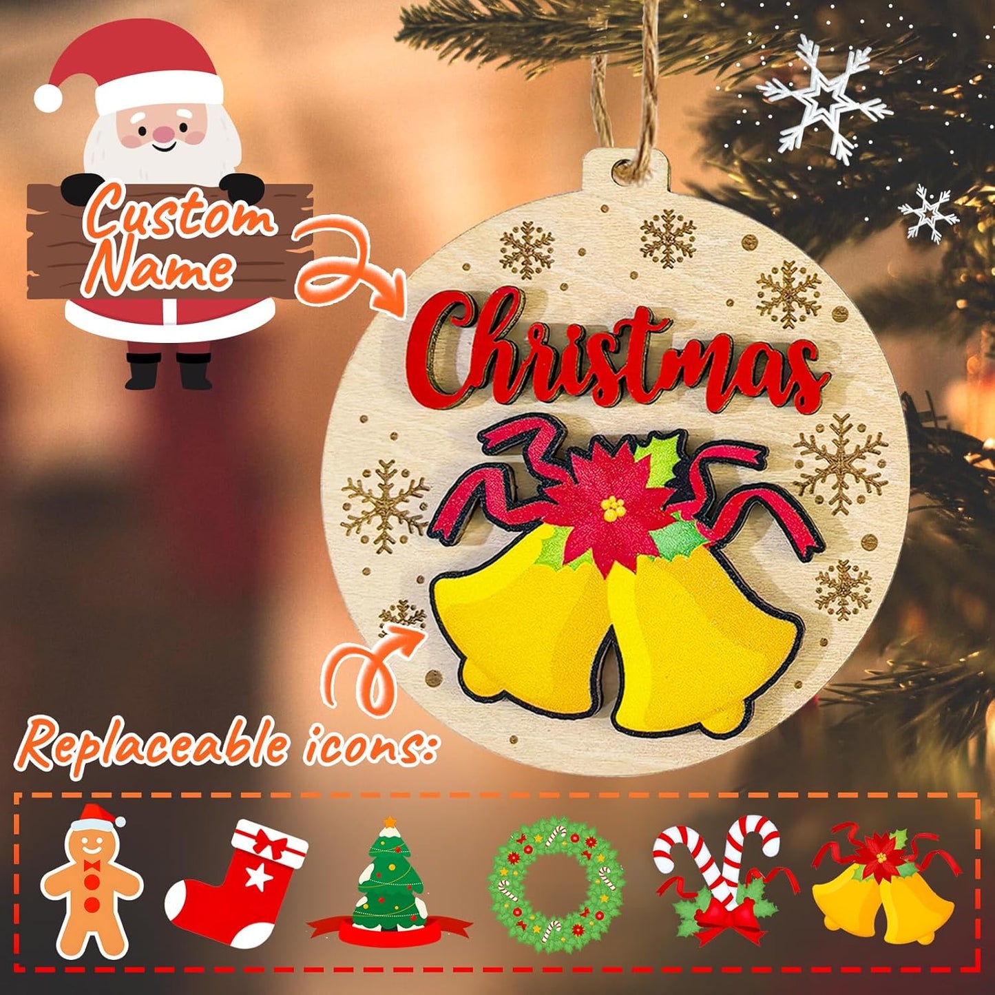 Personalized Christmas Ornaments 2025 with Family Names Custom Wooden Ornaments for Christmas Tree Personalized Christmas Ornament Gifts