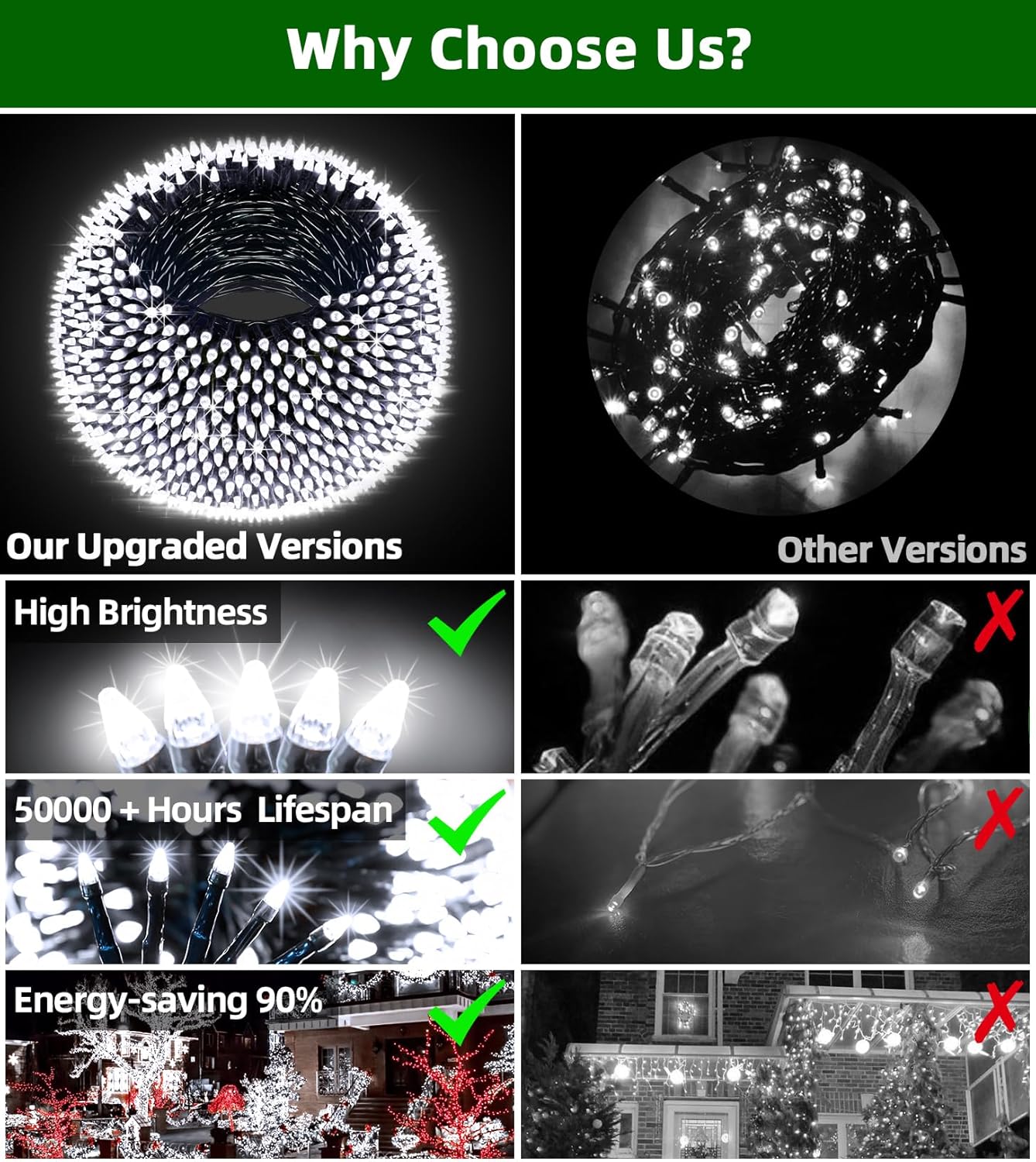 1500 LED 492FT Christmas Lights Outdoors, Green Wire LED String Lights with Timer Memory, Christmas Tree Lights for Indoor Outdoor Christmas Decorations Party Xmas Wedding Garden Patio Cool White
