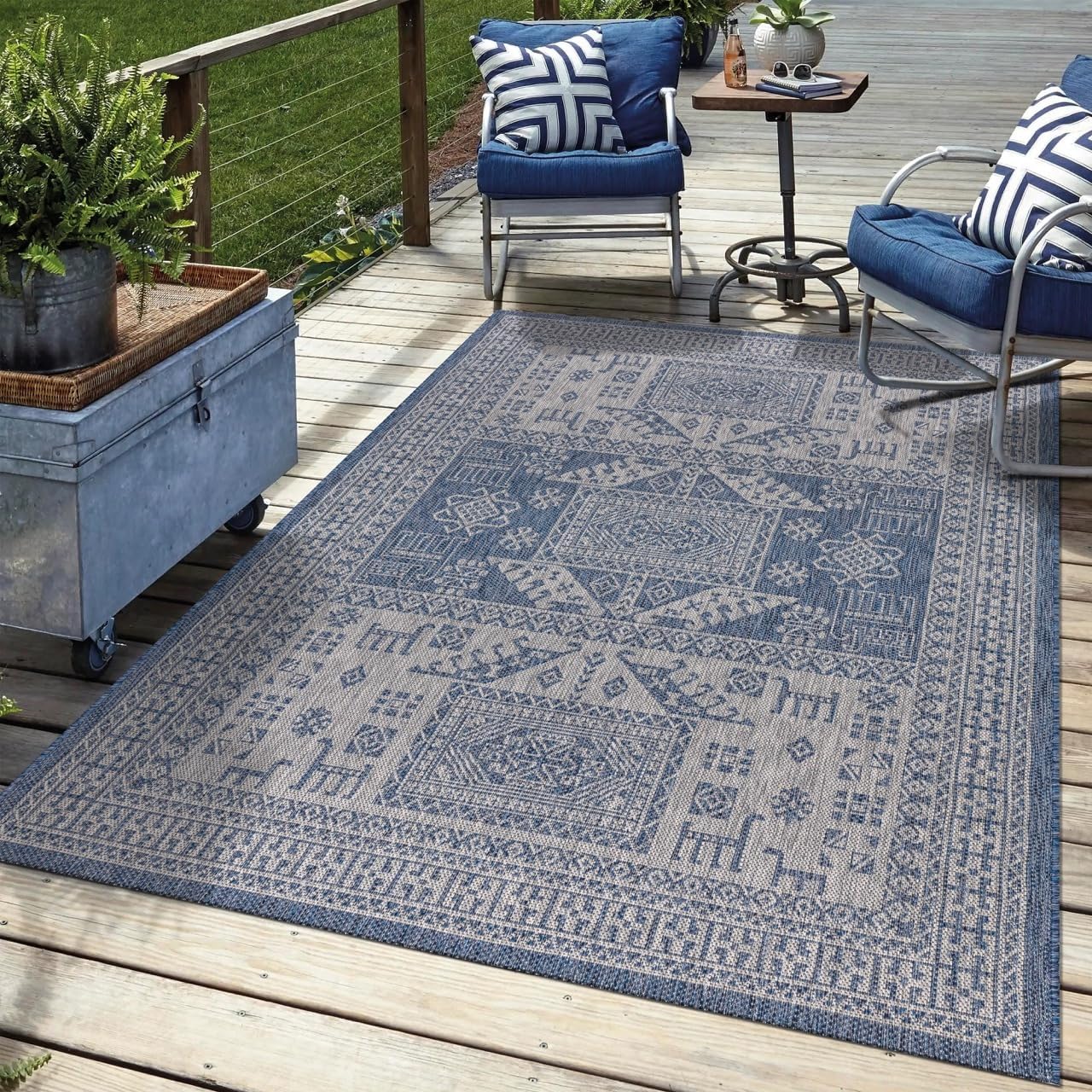 Keen Home Design Terrace Outdoor Area Rug - 12x15 Washable Indoor/Outdoor Rug for Patio, Kitchen, Balcony, Beach, Garden, Deck and Porch, Size: 12'x15'
