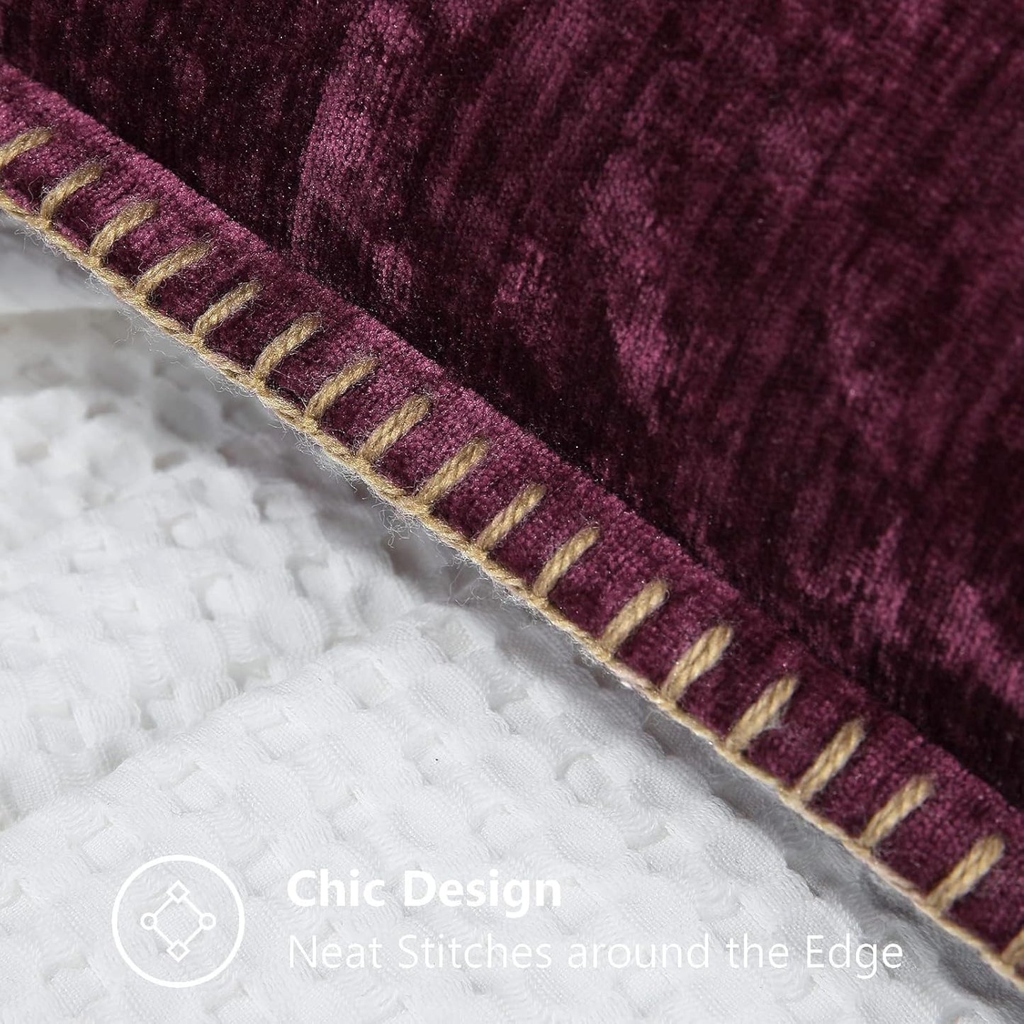 decorUhome Chenille Soft Throw Pillow Covers 24x24 Set of 2, Farmhouse Velvet Neutral Decorative Euro Pillow Covers with Stitched Edge for Couch Sofa Bed Home Decor, Rhododendron