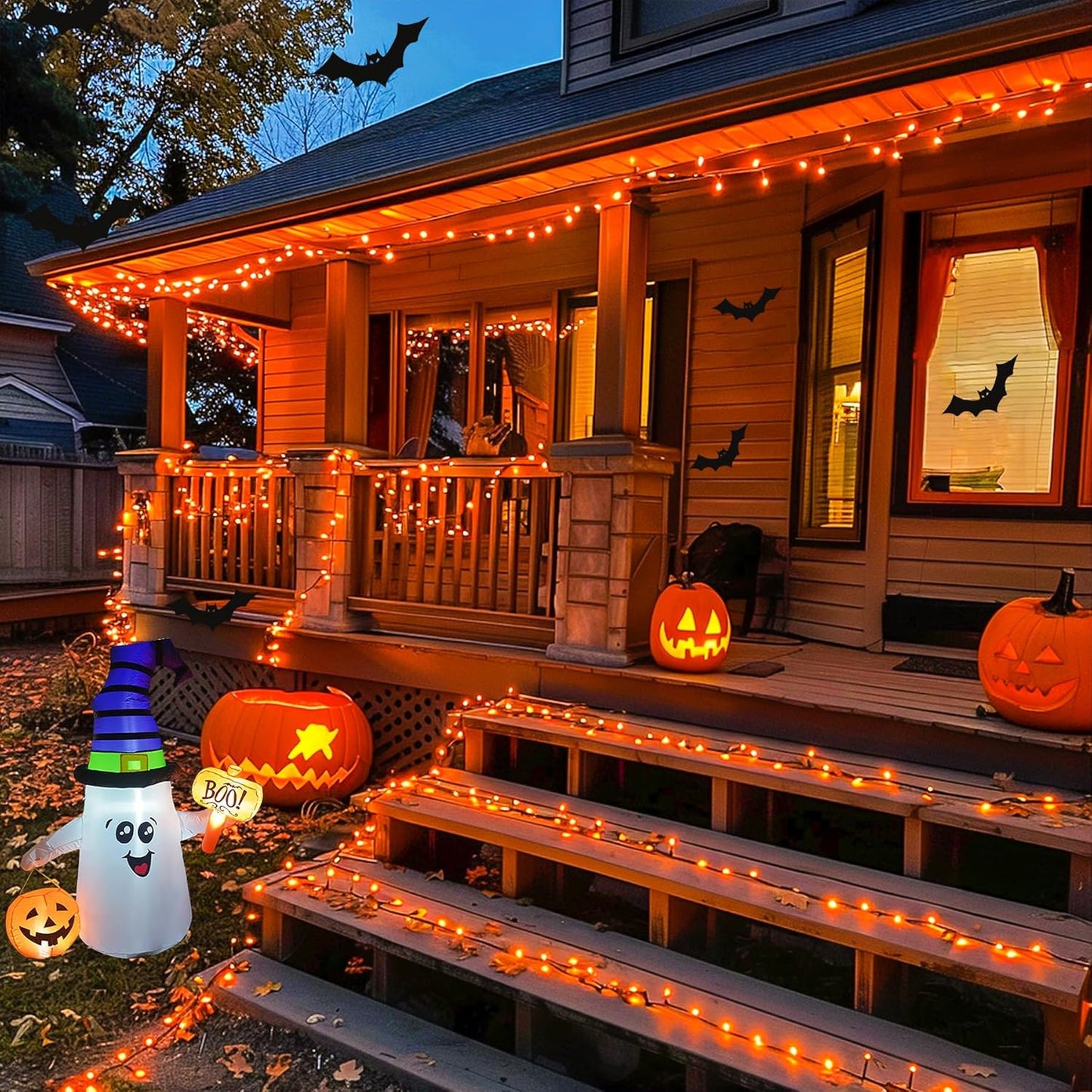 JMEXSUSS 2 Pack Halloween Solar Lights Outdoor, Total 400 LED 151FT Orange Solar Lights Outdoor Waterproof, 8 Modes Christmas String Light for Outside Tree Patio Yard Garden Halloween Decorations