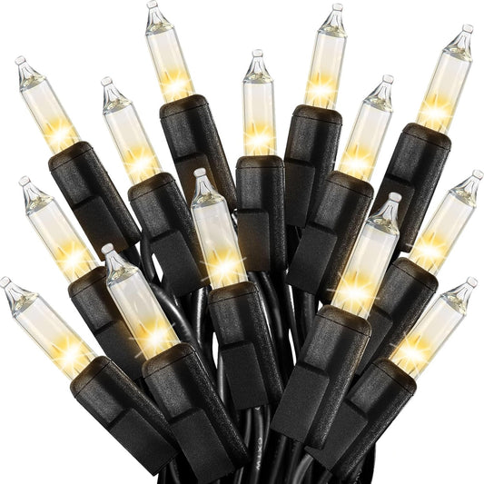 Clear Christmas Lights 25FT 100 Incandescent Bulbs Warm White Mini Lights with Black Wire for Christmas Tree, Garland, Thanksgiving, Wedding, Party, Home, Indoor & Outdoor Festival Decoration