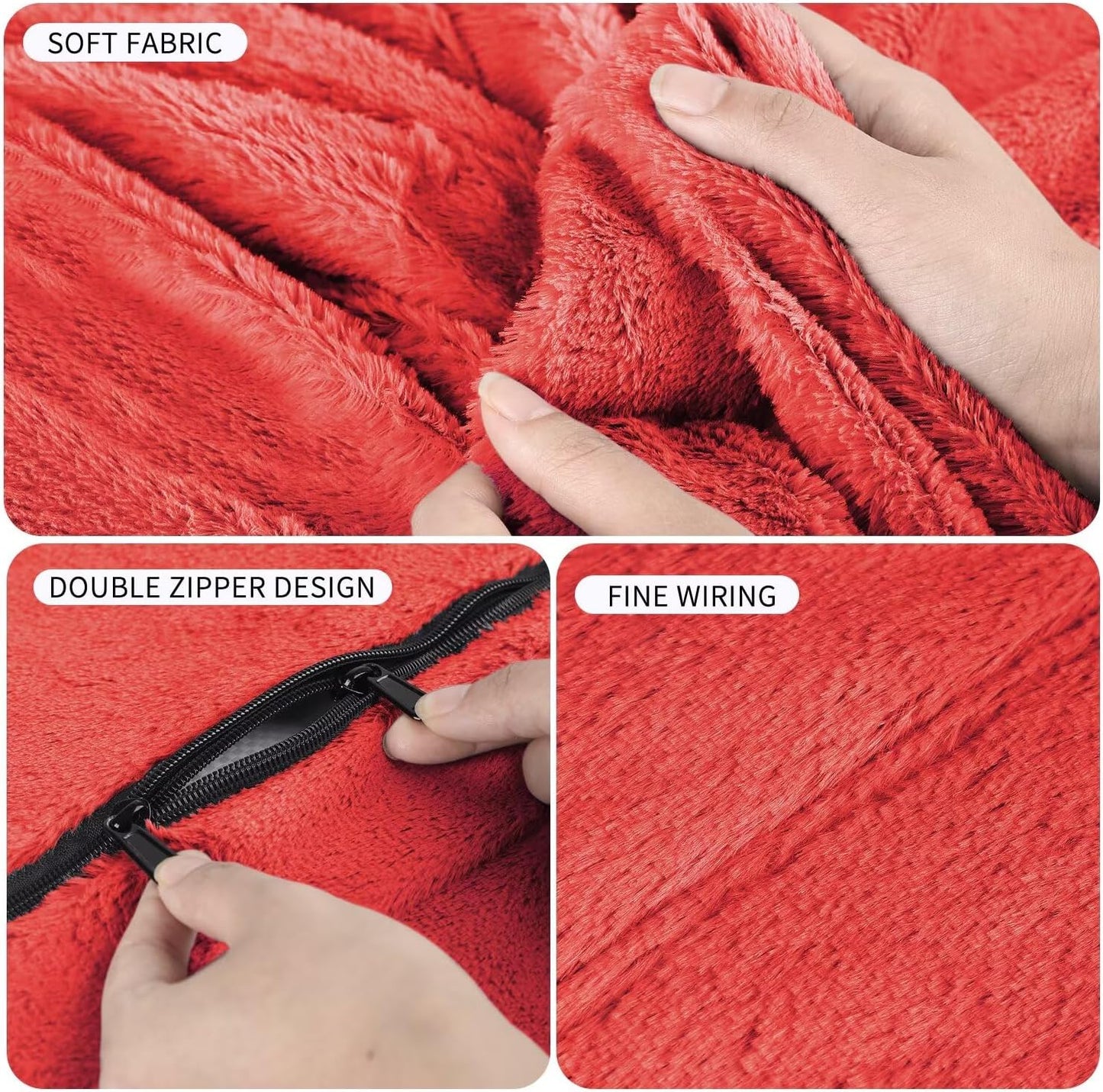 Bean Bag Chair for Adults 4FT,Soft Removable Cover for Teens/Girls Bedroom,Fluffy Giant Round Floor Beanbag Lounger Chairs (No Filler,Big Red)