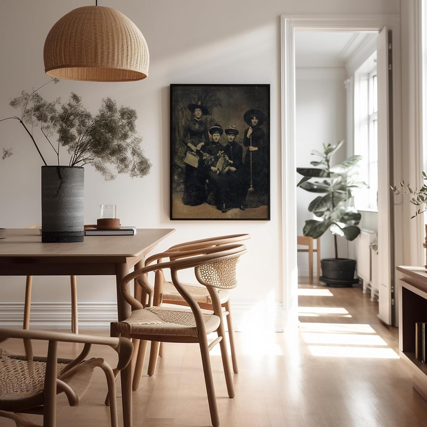 Poster Master Vintage Photograph Poster - Retro Halloween Print - Gift for Artist, Friend - Four Witches Wearing Robes, Sabbath, Coven, Sorcery - Wall Decor for Home, Office, 18x24 Unframed Wall Art