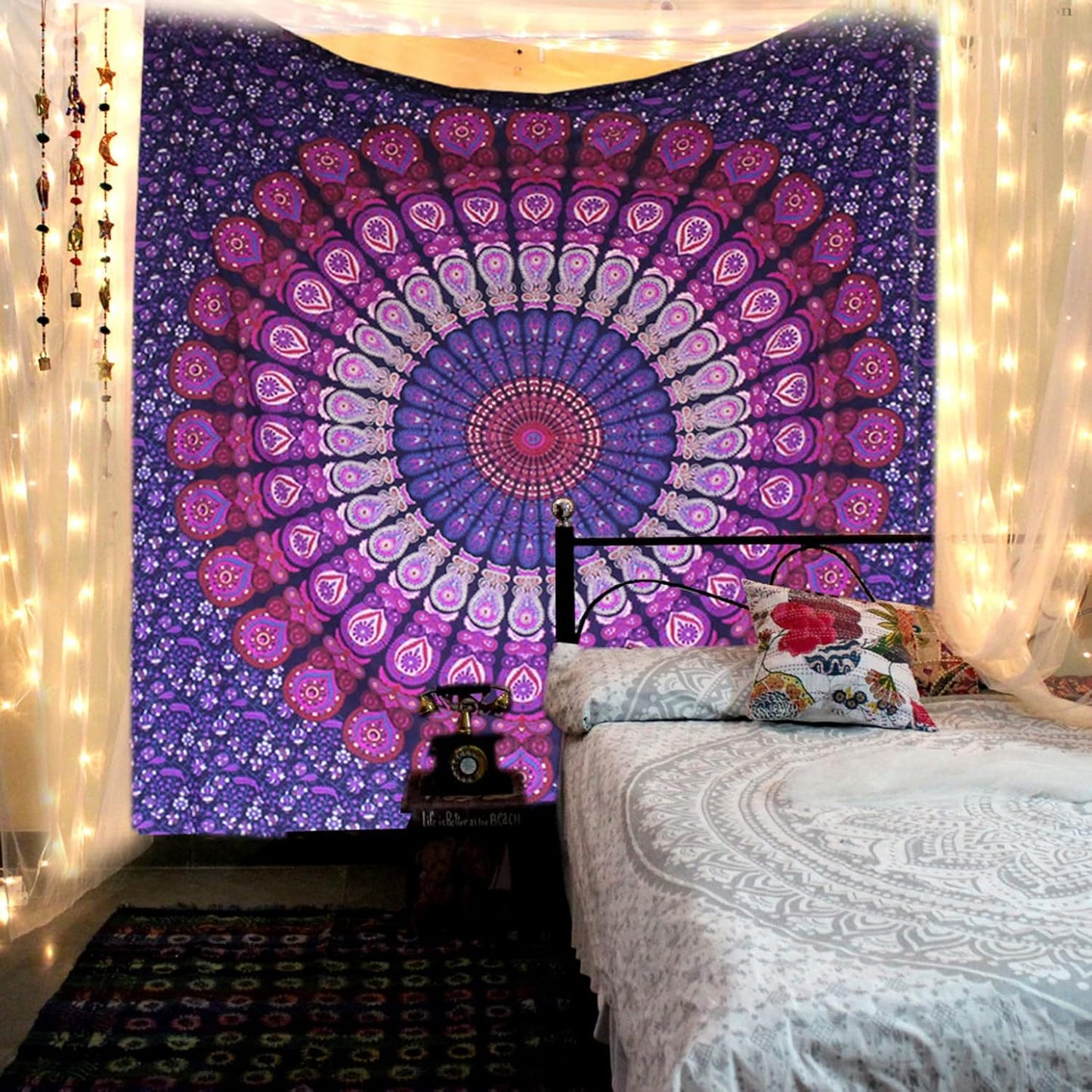 raajsee purple Tapestry- Best Mandala Wall Hanging- Mandala Tapestry For Bedroom Aesthetic-Size Medium (52x60 Inches / 132x152 Cms)