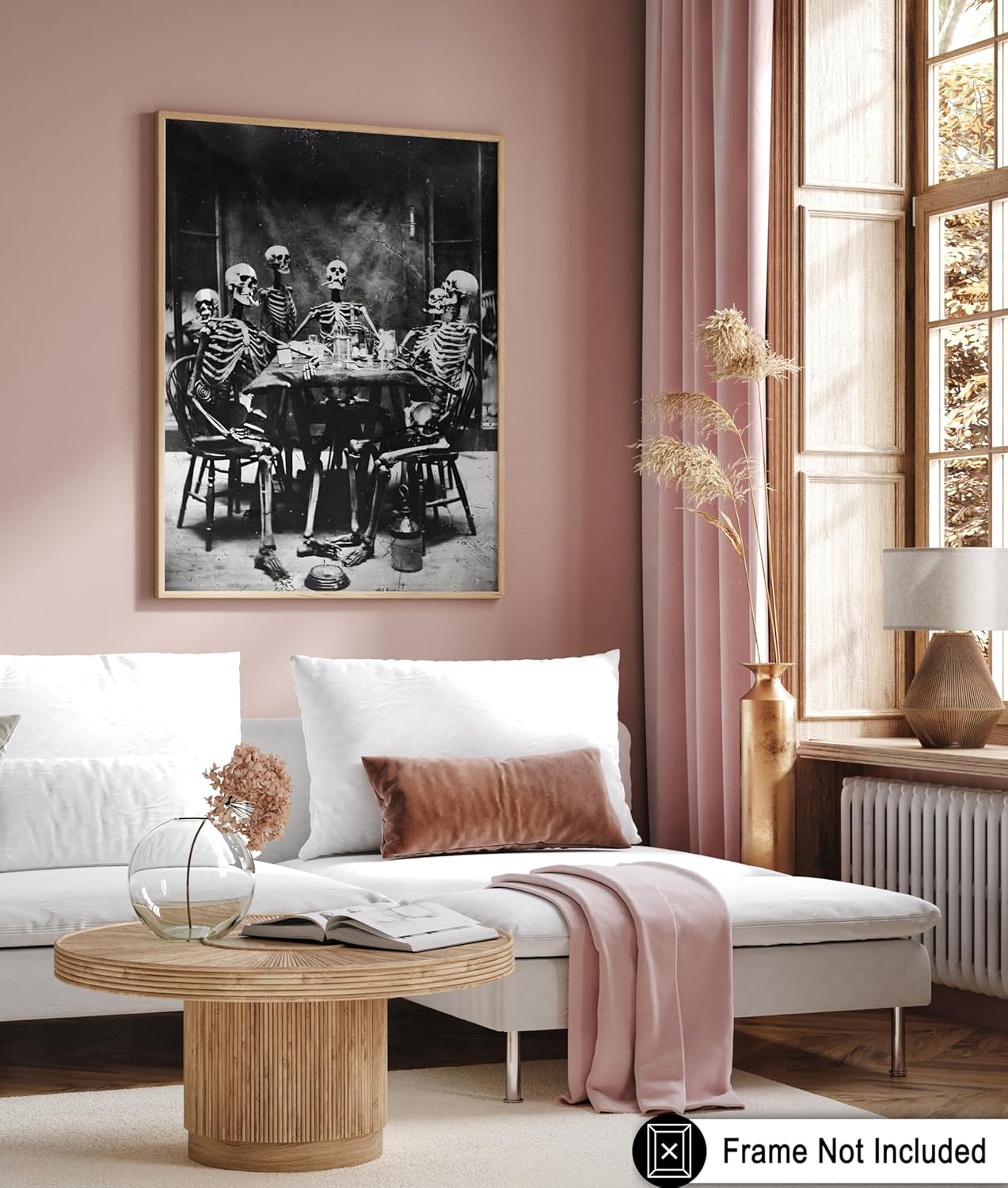 Poster Master Vintage Skeletons Smoking Poster - Retro Dinner Party Print - Skeleton Art - Halloween Art - Gift for Him & Her - Gothic Decor for Dorm, Living Room or Bedroom - 8x10 UNFRAMED Wall Art