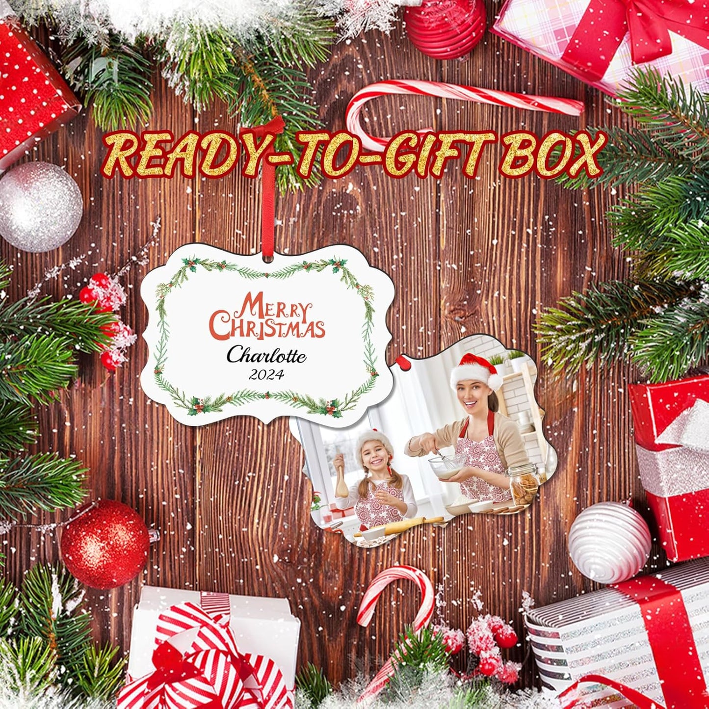 Personalized Christmas Ornaments 2025 Wood Custom Photo Picture Text Christmas Ornament Personalized Ornament Christmas Xmas Tree Decorations for Kids Couples Family Friends