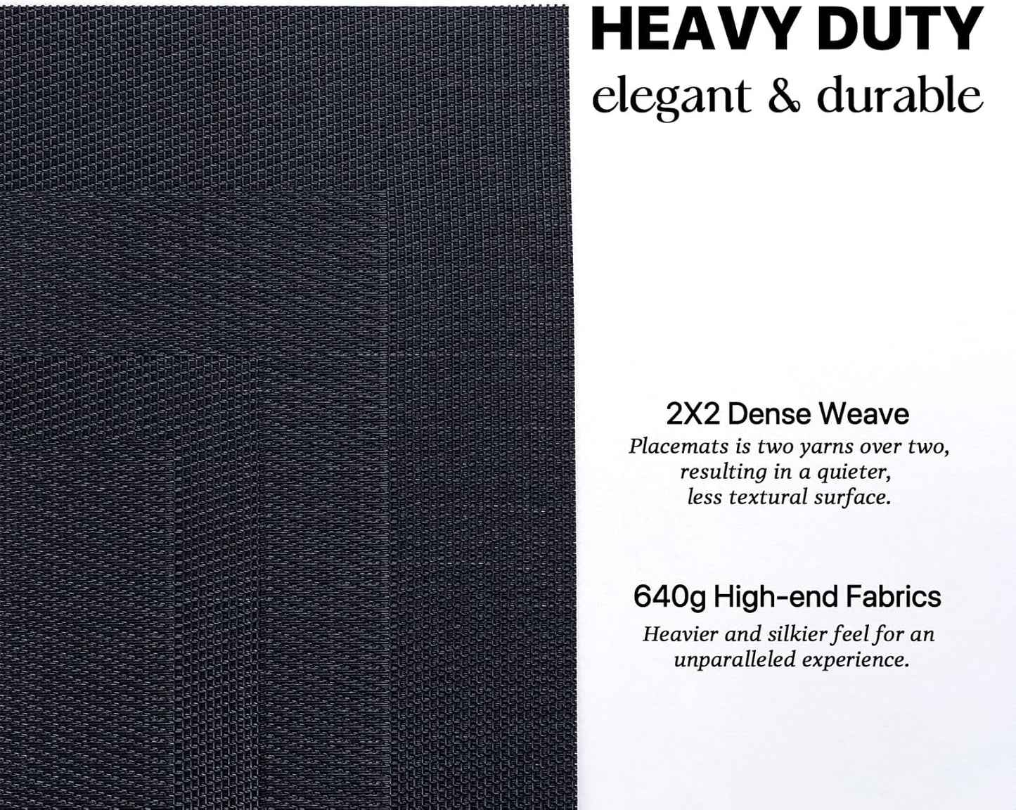 LEXMORE Placemats Set of 4 Vinyl/Plastic Woven Place Mats for Kitchen Table Indoor/Outdoor Washable Placemat Wipeable Dining Table Mats(Black Cube)