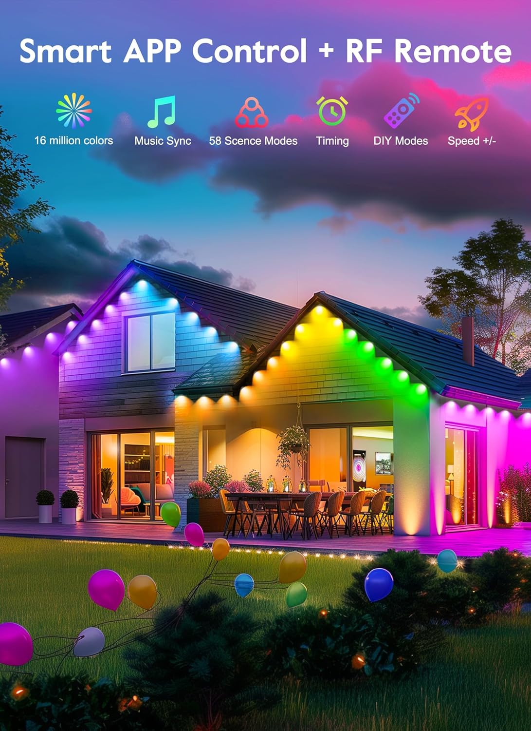 Brightown Smart C9 Christmas Lights Outdoor, 150 LED Christmas Color Changing Fairy Lights App Control, Music Sync, RGB, Shatterproof Connectable C9 String Lights for Tree House Indoor Xmas Decor
