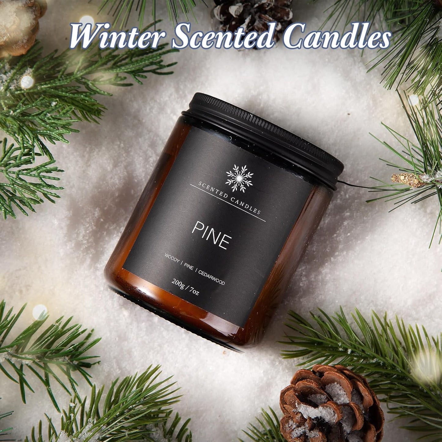 6 Pack Winter Candles for Home Scented, Aromatherapy Candles Gift for Women Men, 42oz 300 Hour Long Lasting Candle, Winter Candle Gift for Holiday, Gifts for Birthday, Valentine's Day