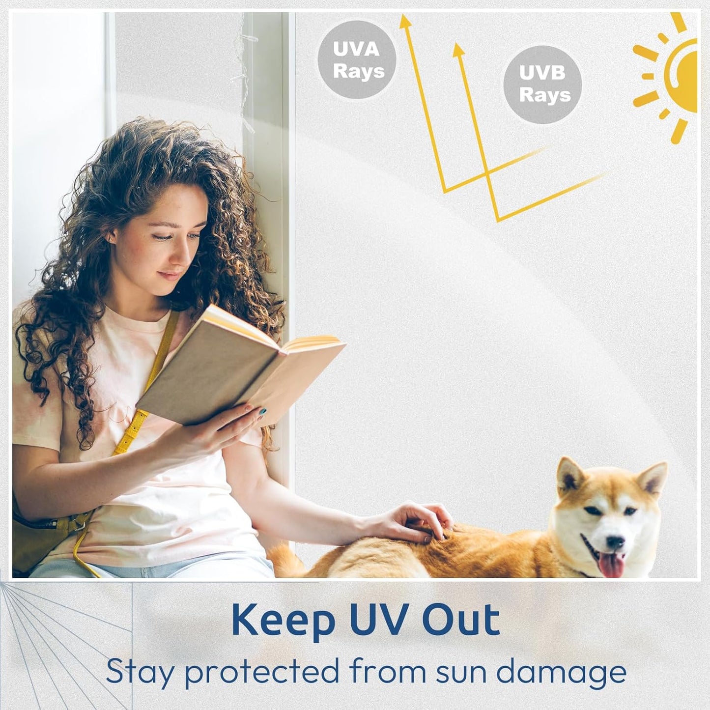 rabbitgoo Window Privacy Film, Non-Adhesive Frosted Glass Window Film for Bathroom, Static Cling Heat Blocking Stickers for Home Indoor Opaque Frosting Coverings House Tint, Matte White 11.8"x 78.7"