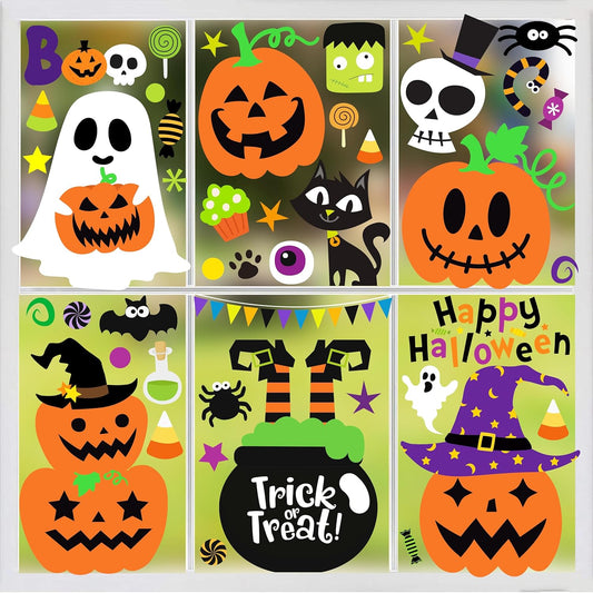 Halloween Window Clings Window Stickers Cute Pumpkin Ghost Halloween Window Decorations Window Decals for Halloween Decor