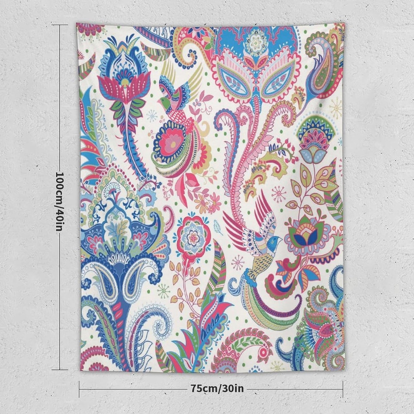 Boho Floral Tapestry, Abstract Mandala Plant Colorful Floral Home Art Wall Hanging for Bedroom Living Room Dormitory 40x60 Inch