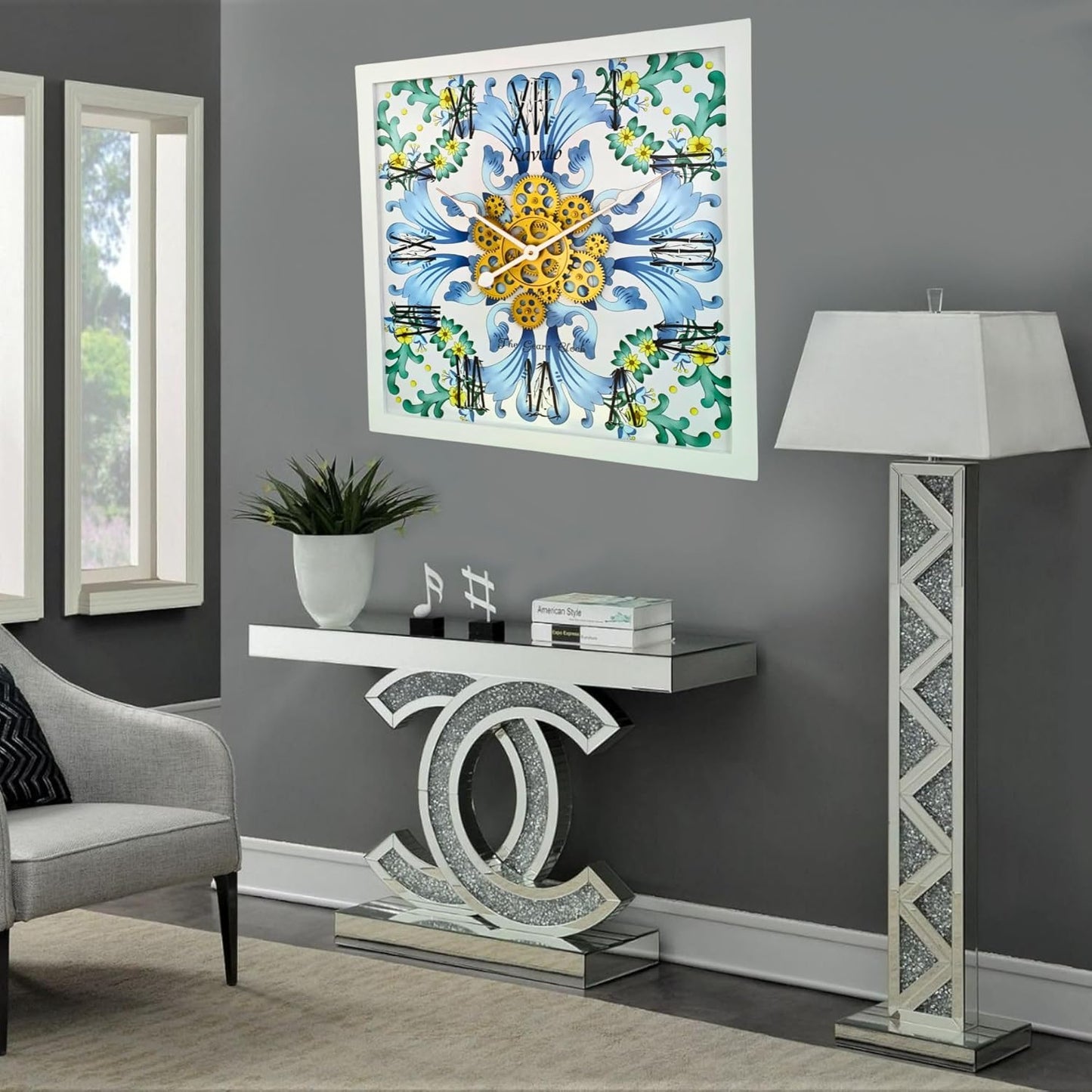 The Gears Clock Wall Clock Italy Collection with Moving Gears (Ravello, 24 inches (60 cm))