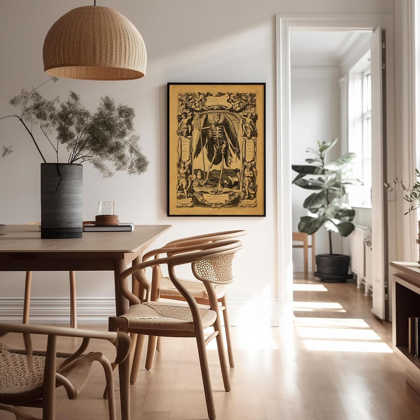 Poster Master Vintage Medieval Poster - Retro Gothic Print - Gift for Artist, Friend - Angel of Death, Memento Mori, Life, Skeleton, Dark - Wall Decor for Home, Living Room, 24x32 Unframed Wall Art