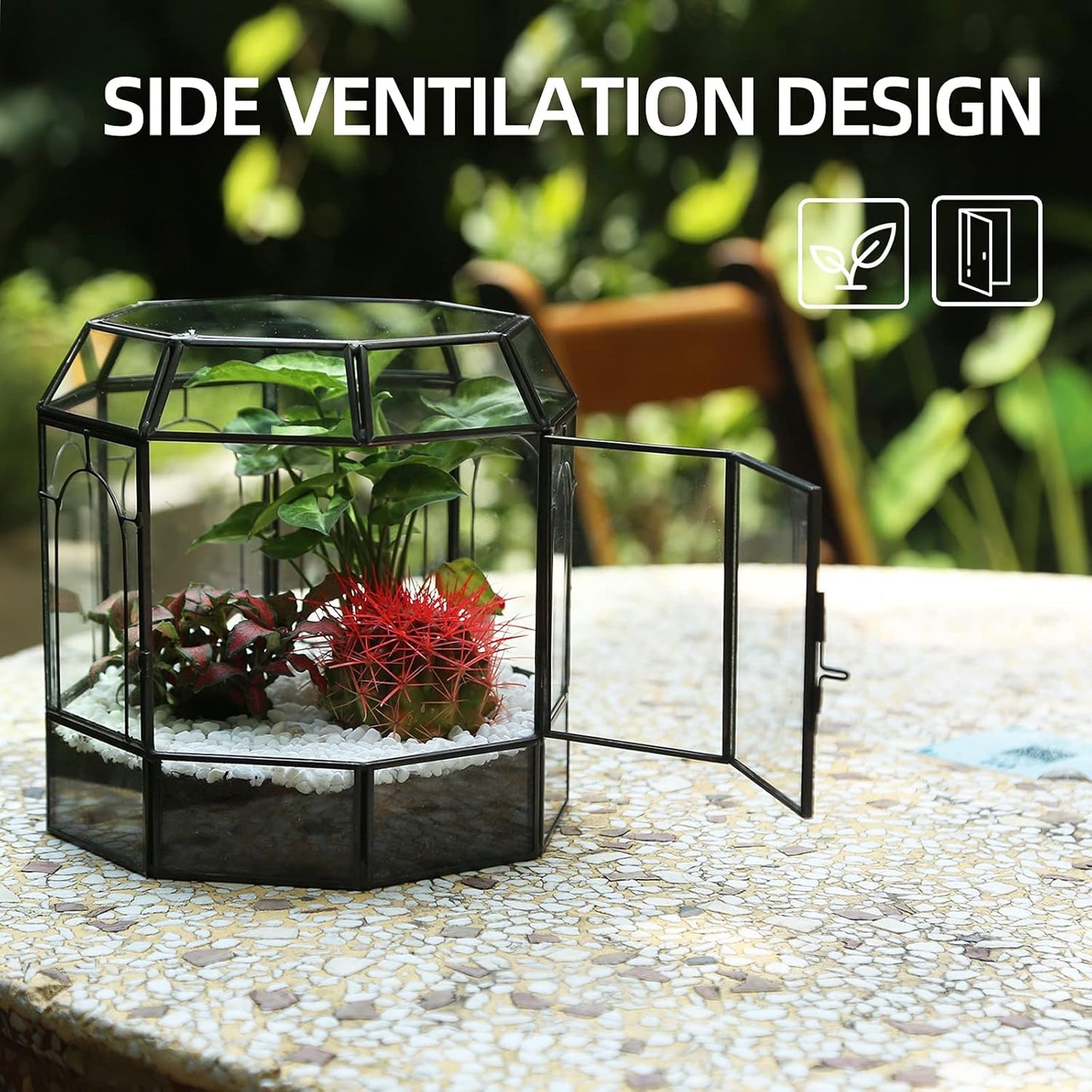 Large Glass Terrarium Handmade, Centerpiece Display Box Gift Planter Containers Indoor Terrariums House for Succulent Cacti Air Plants Miniature Fairy Garden