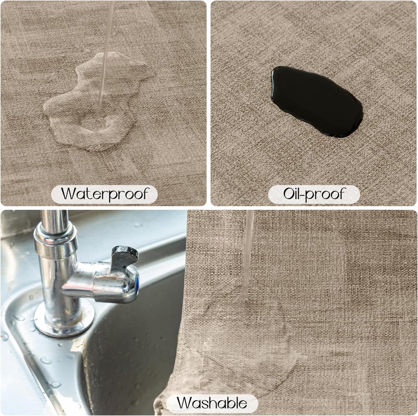 Romanstile Reversible Vinyl Placemats Set of 8, Faux Leather 100% Waterproof Oil-Proof Wipeable Place Mats, Heat Resistant Dual Sided Table Mats for Kitchen/Dining/Party (Grey Khaki, 12 x 17 Inch)