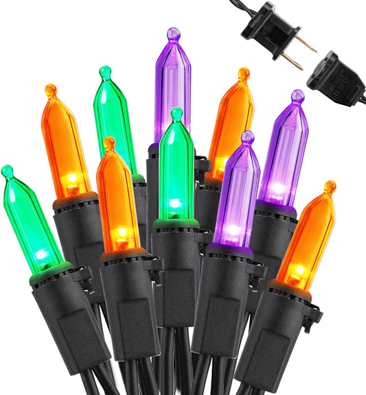 Brizled Purple Green Orange Halloween String Lights, 33ft 100 LED Halloween Lights Outdoor, 120V UL Listed Purple Orange String Light Connectable, Mini Tree Light Set for Holiday Tree Party Home Decor