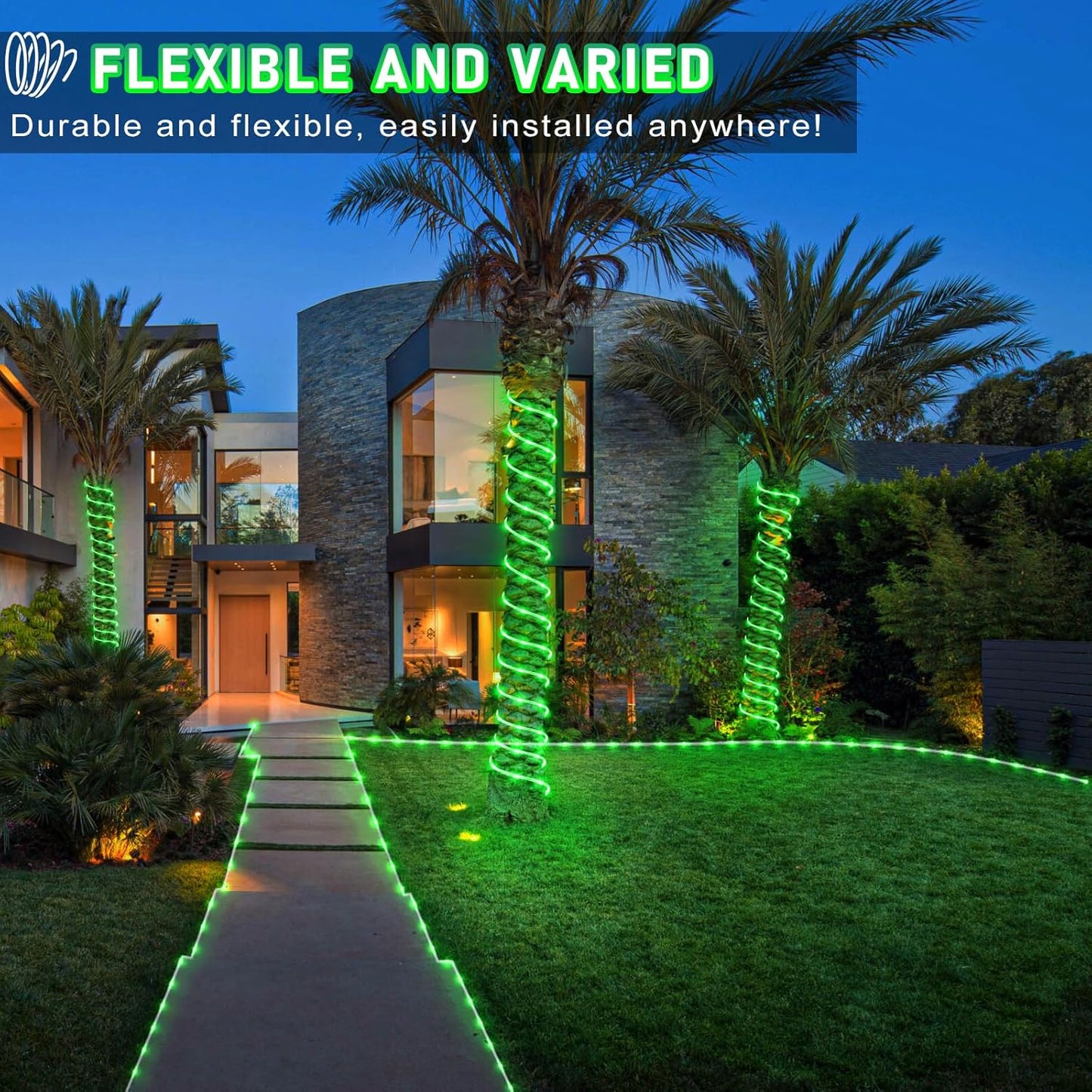 Rope Lights for Outside, 164FT 500 LED String Lights Outdoor Waterproof, 8 Modes Plug in Clear Tube Lights for Indoor Bedroom Garden Patio Tree Party Holiday Decorations, Green