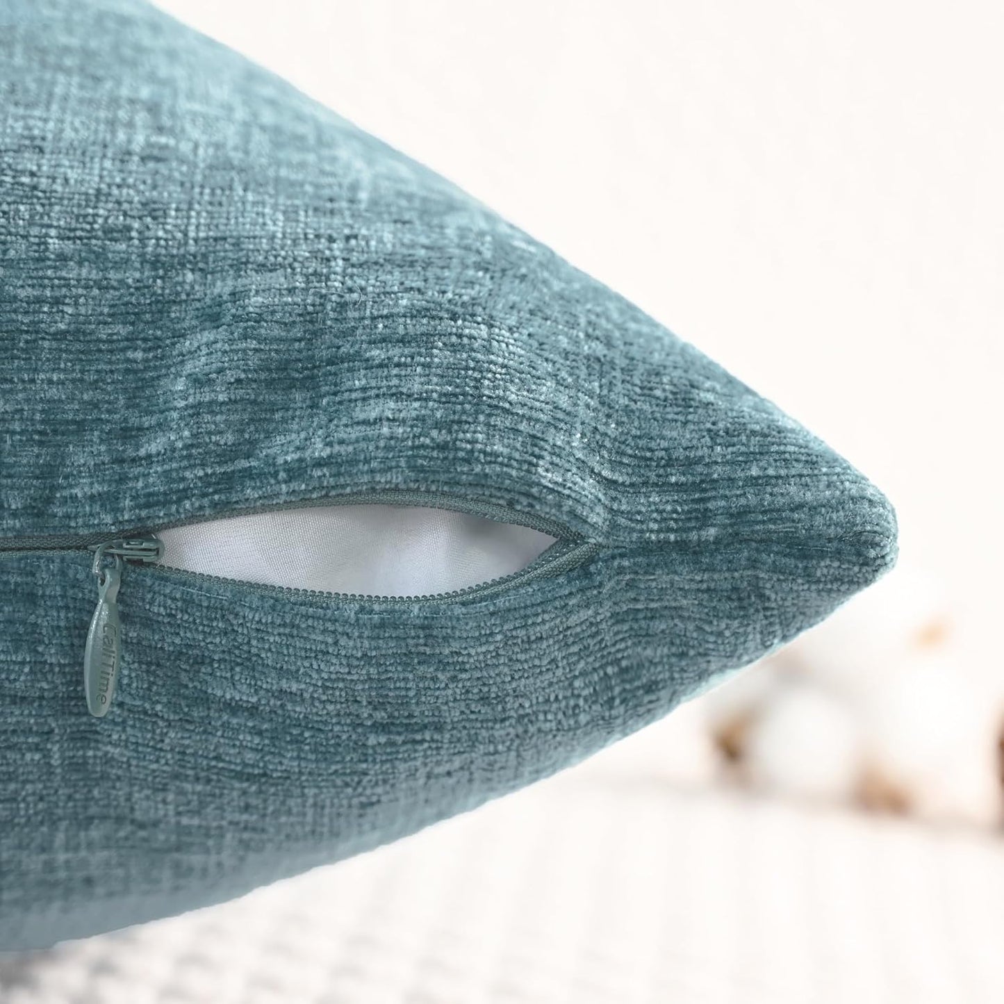 CaliTime Throw Pillow Covers Decorative 20 X 20 Inches Pack of 2 Cozy Chenille Cushion Cases for Couch Sofa Bed Living Room Home Smoke Blue