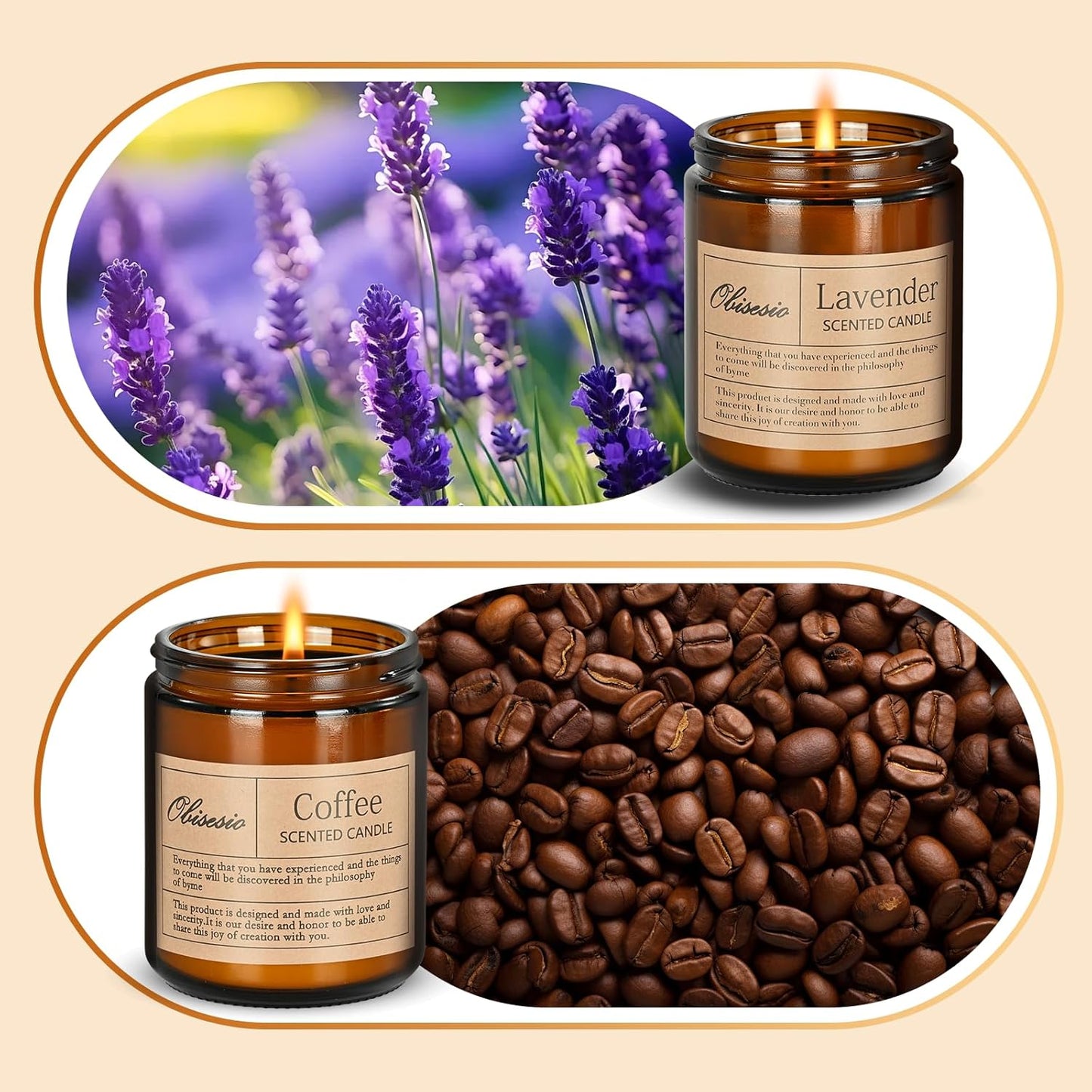 Scented Candles, Candles for Home Scented, 2Pack 14oz Bath and Body Works Candle for Women, Aromatherapy Jar Candle Gift for Home(Coffee & Lavender)