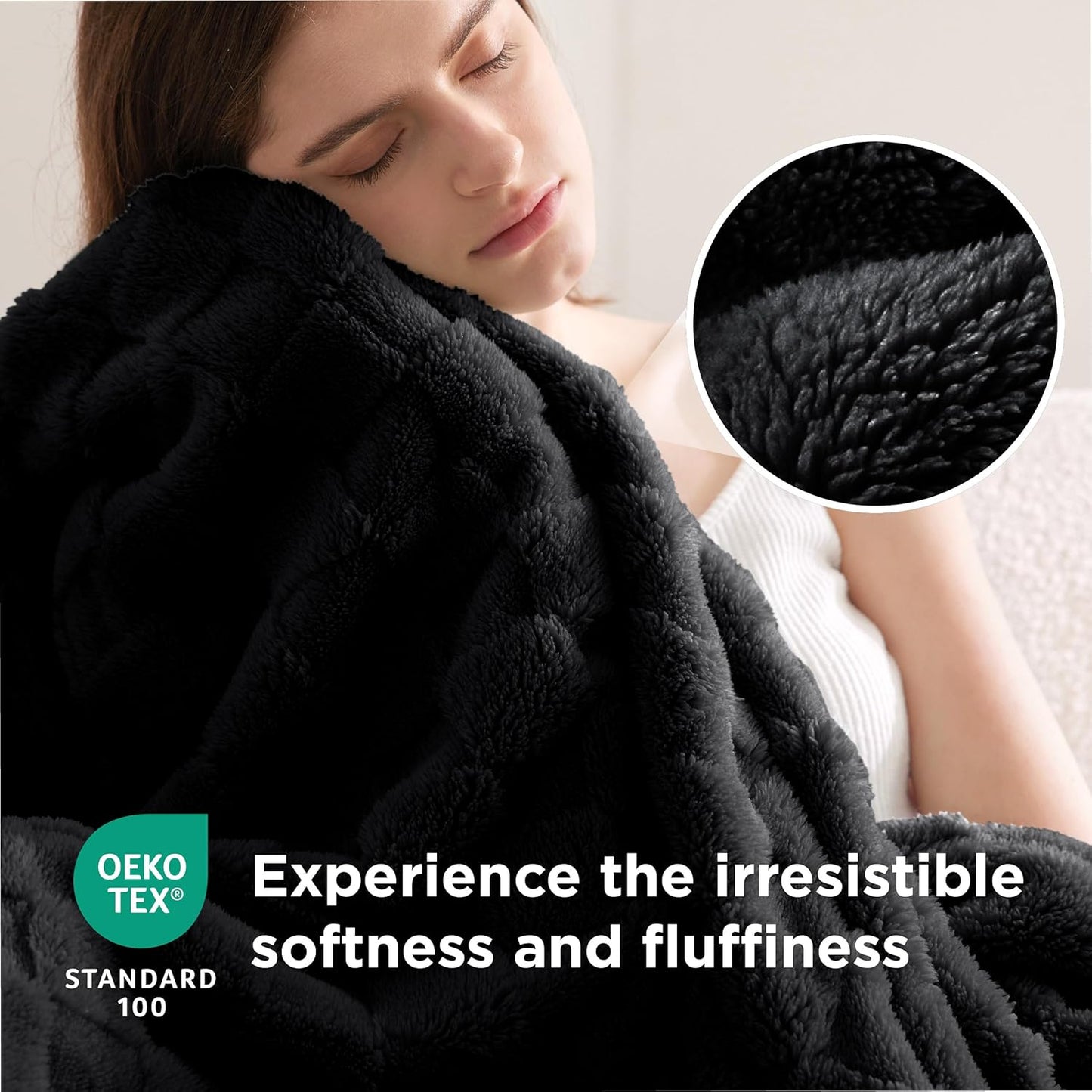 Bedsure GentleSoft Twin Blanket for Bed Black - Super Soft Cozy Blankets for Women Men Girls, Cute Fuzzy Fleece Throws for Bedroom Couch, 60x80 Inches