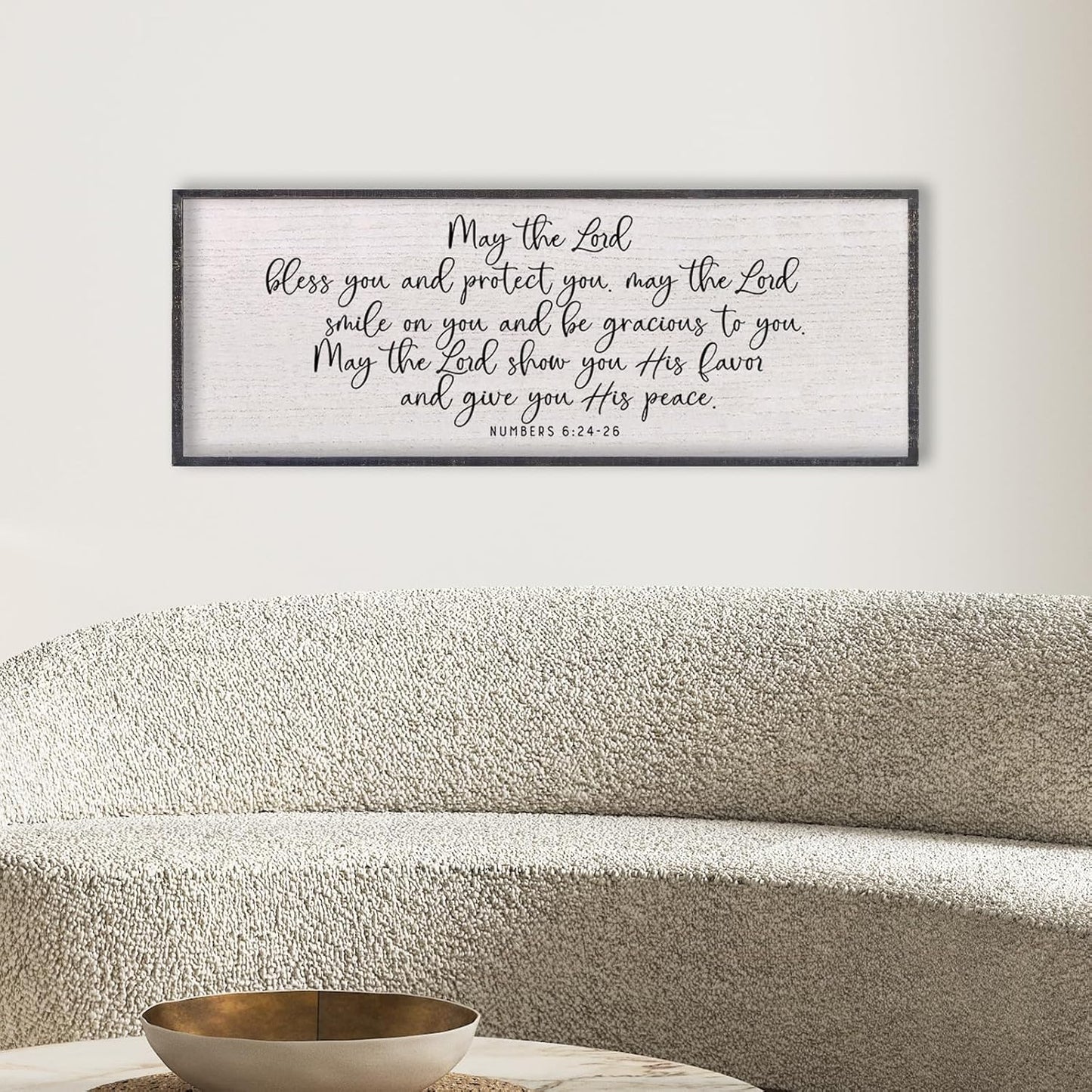LuZhiQiang Numbers 6:24-26 Scripture Wall Art 40"x15" May The Lord Bless You And Protect You Sign Bible Verses Christian Home Wall Decor (Black)