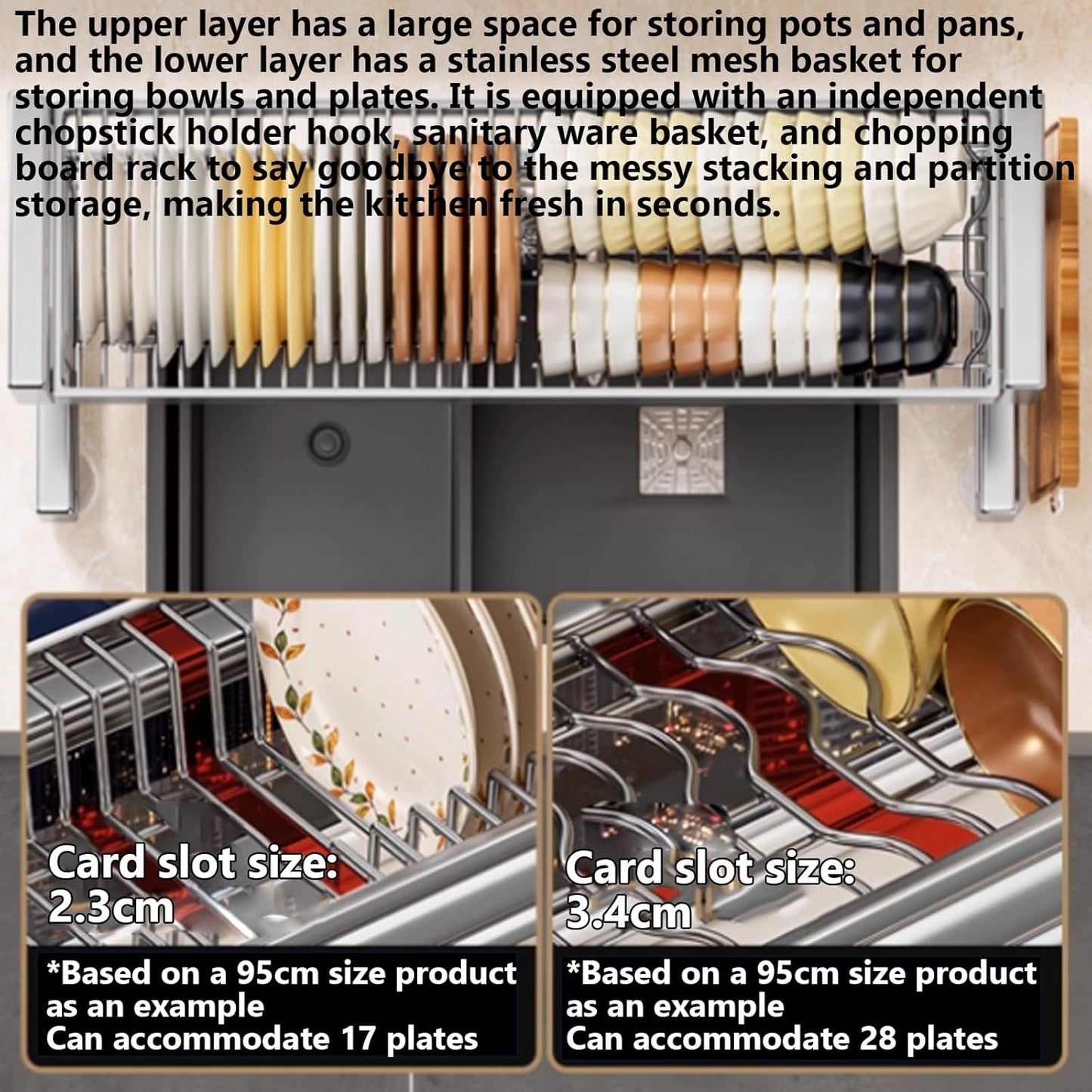 Kitchen Sink Rack Sink Above The Dish Drain Dish Washing Rack Stainless Steel Multifunctional Dish Storage Rack,Over The Sink Drying Rack for Dishes(2,75cm/29.5in)