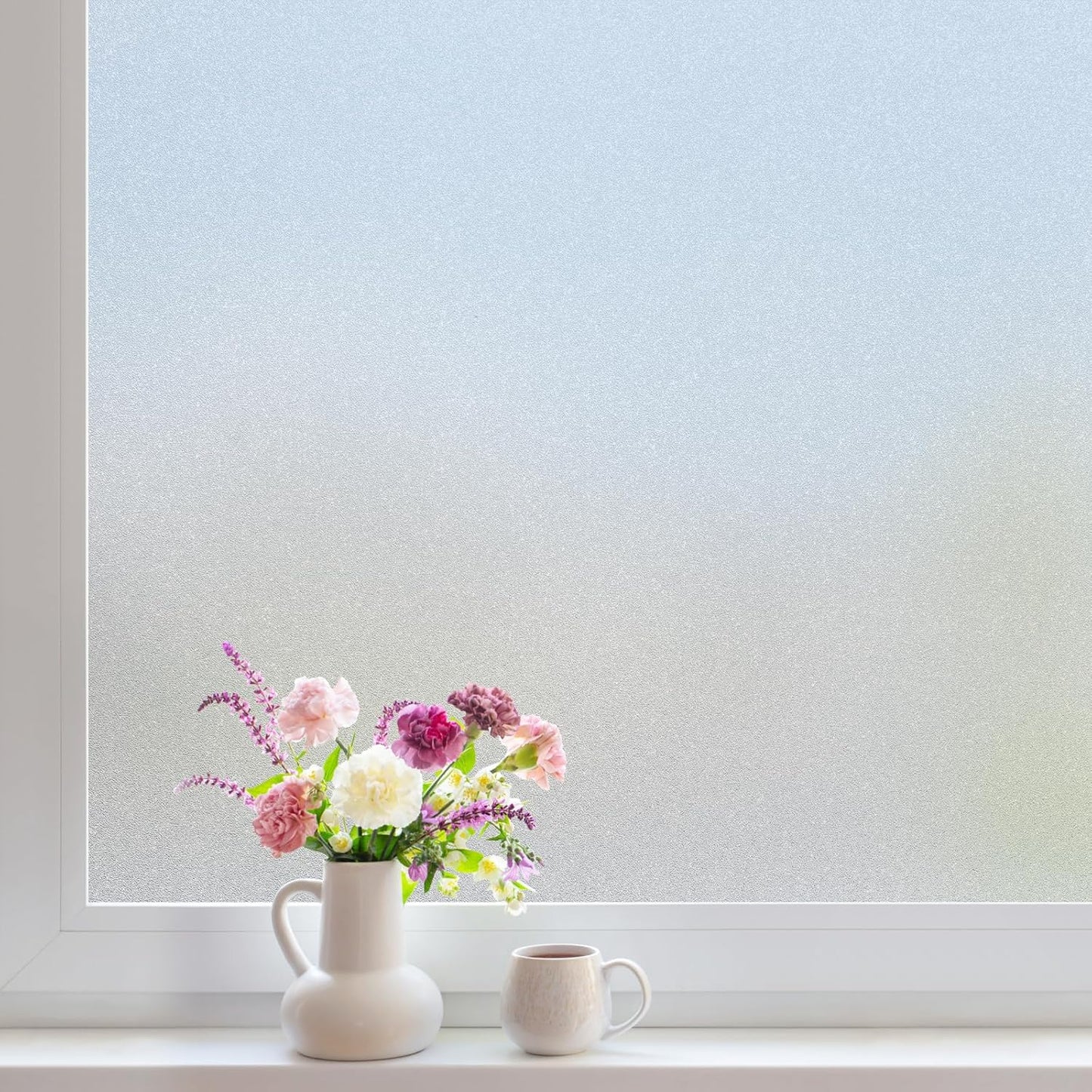 DOWELL Window Privacy Film, Frosted Glass Window Film, Static Cling Non-Adhesive Glass Clings, Sun Blocking Opaque Coverings, Reusable Door Stickers for Bathroom Home Office, Pure, 35.4"x78.5"