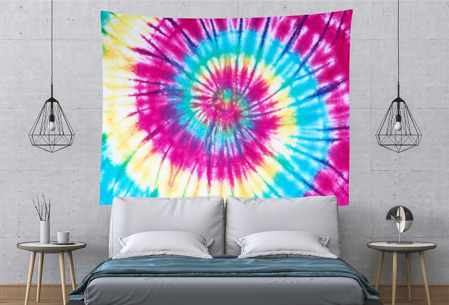 BELECO Tie Dye Tapestry Wall Hanging Fabric 80x60 Inch Colorful Spiral Tie Dye Tapestry Hippi 60s Themed Party Decorations Rainbow Tapestry Art Wall Decor for Bedroom Aesthetic Living Room Dorm
