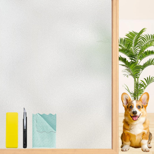 Niviy Frosted Glass Window Privacy Film with Free Installation Tools Static Cling Bathroom Window Frosting Film Day and Night Windows Cling Home Glass Door Cover, 17.5 inch x 78.7 inch