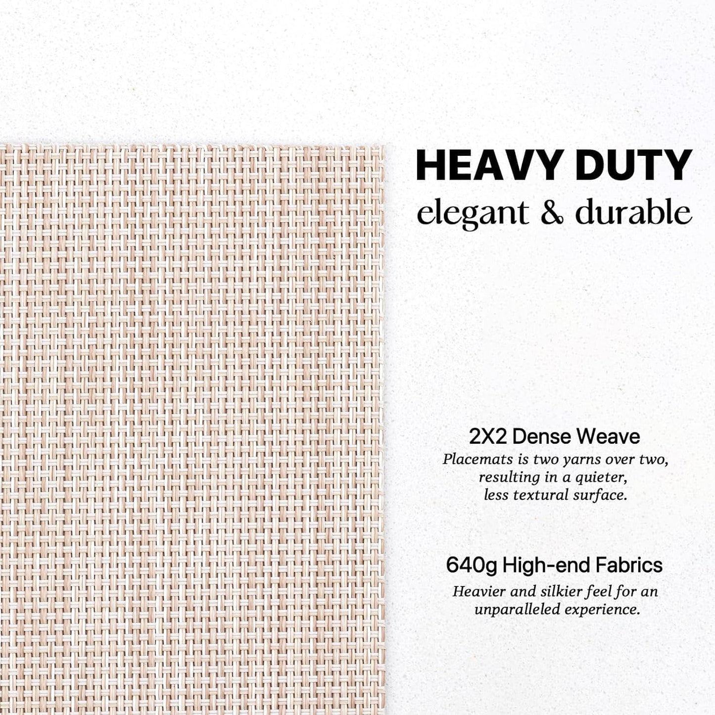 LEXMORE Placemats Set of 8 Vinyl/Plastic Woven Place Mats for Kitchen Table Indoor/Outdoor Washable Placemat Wipeable Dining Table Mats(Beige)