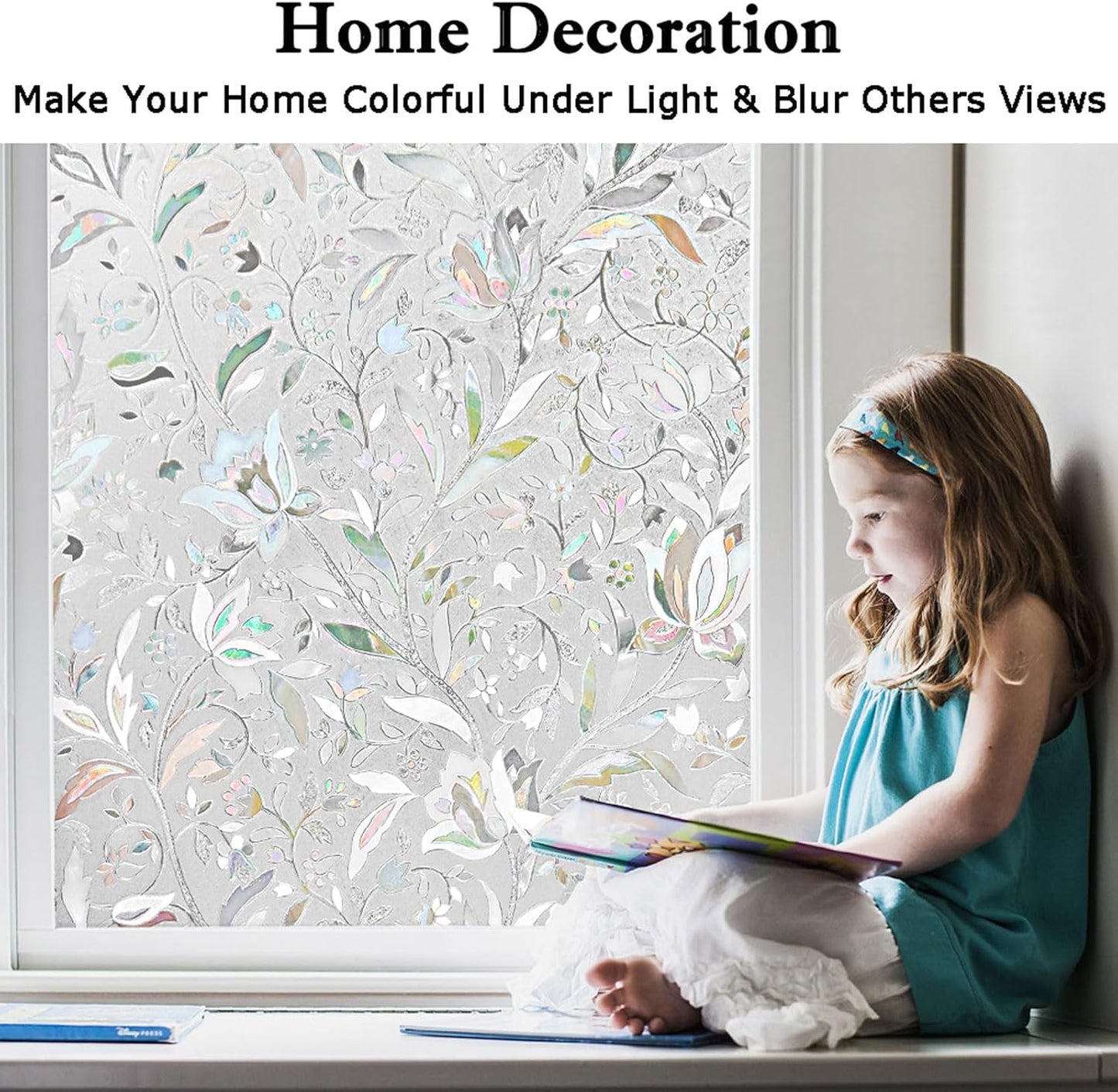 Kromapolis Window Film - Privacy, Vinyl Glass Covering, Stained Glass Decorative, Frosted Static Clings, Non-Adhesive, No-Glue (29.5 x 157.4 Inch)