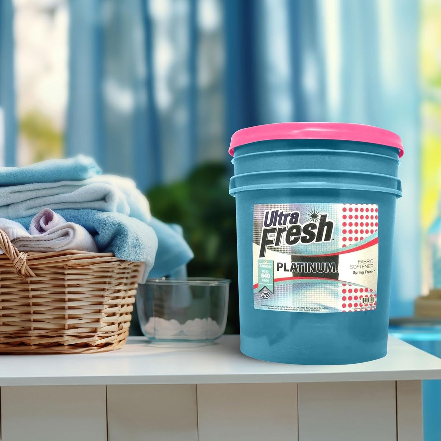 Ultra Fresh 5 Gallon Platinum Fabric Softener for All Machine Types, Liquid Laundry Softener, Up to 640 Loads, Spring Fresh