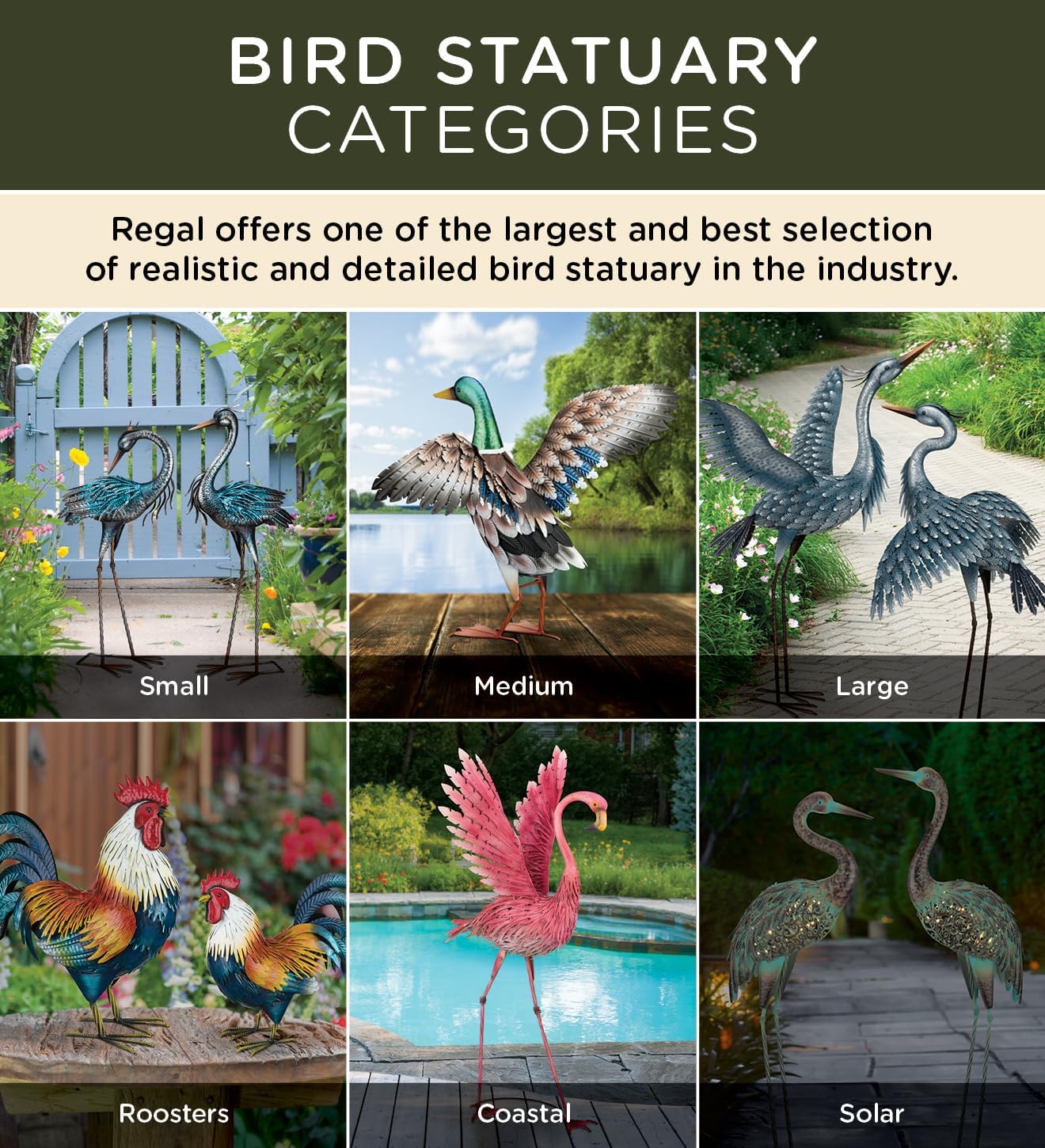 Regal Art & Gift Outdoor Garden Décor, Unique Bird Sculpture, Rustic Metal Bird Statues, Garden Ornaments, Bird Figurine for Lawn, Decorative Sculpture, Crane, Multi, Wings Up, 44" Height