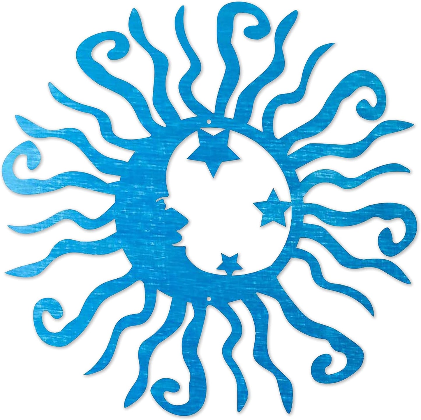 Riverside Designs Wacky Solar Moon Metal Wall Art Steel Outdoor Decor | Heavy-Duty and Waterproof | Made in USA (Teal, 30L x 30W)